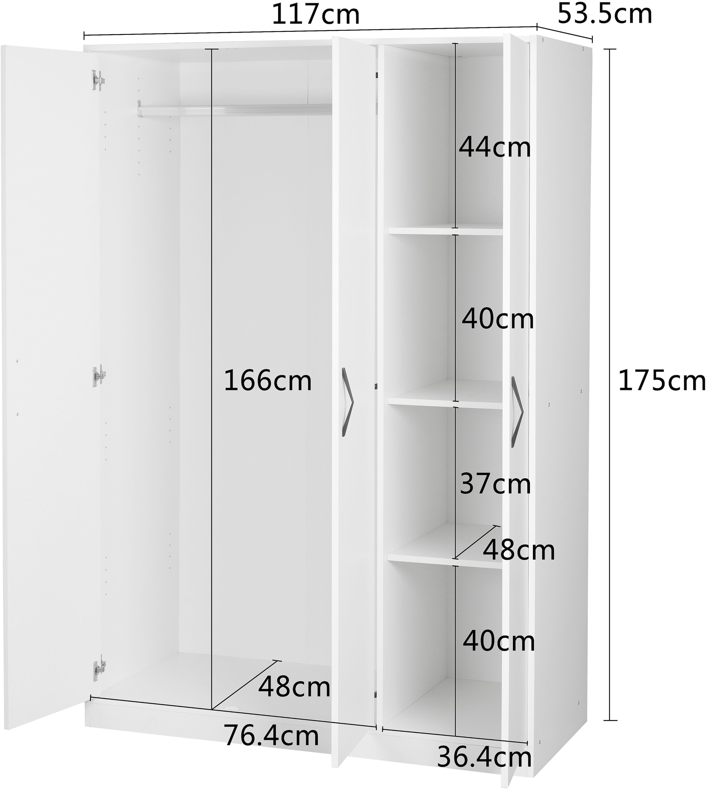 OTTO home Kleiderschrank »Hamburg platzsparend in moderner Optik, FSC zertifiziert« Moderne Optik in weiß, robuste Verarbeitung für den Alltag