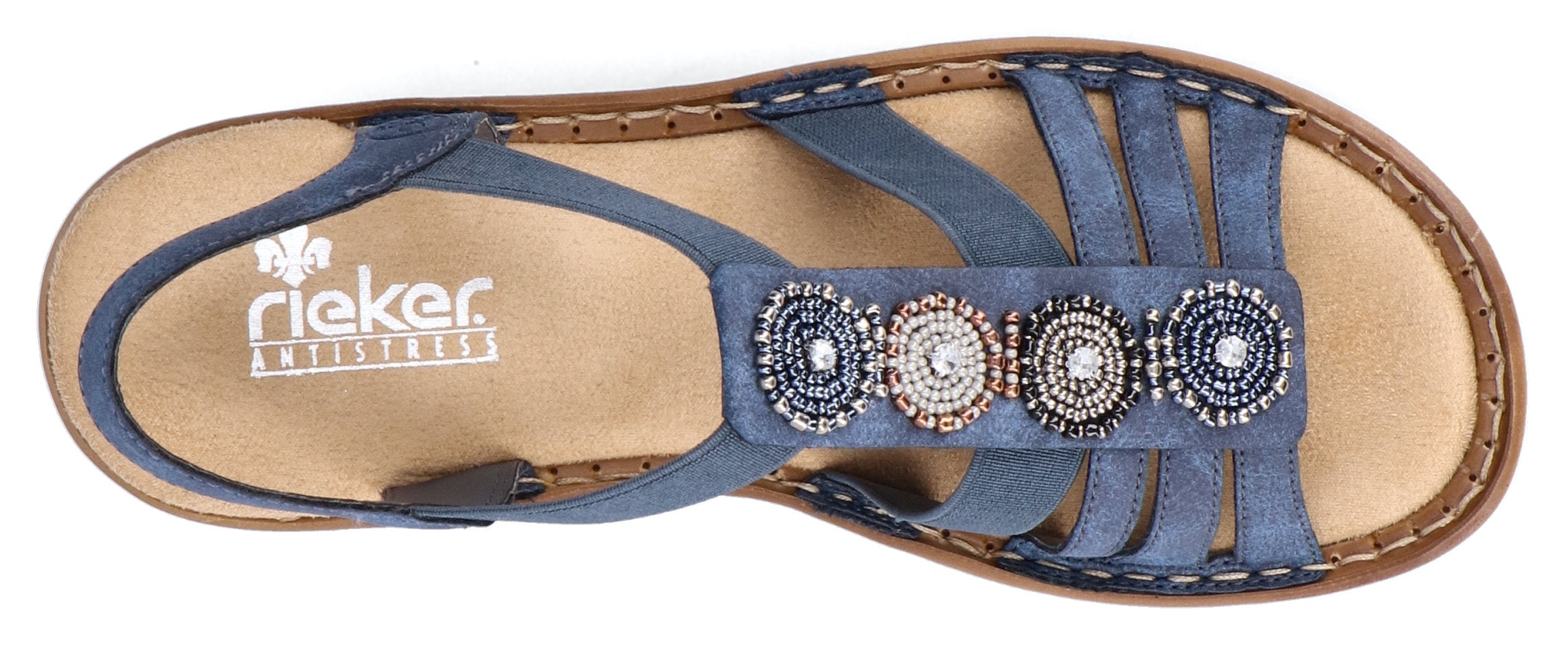 Rieker Riemchensandale, Sommerschuh, Sandalette, Keilabsatz, mit Zierperlen besetzt