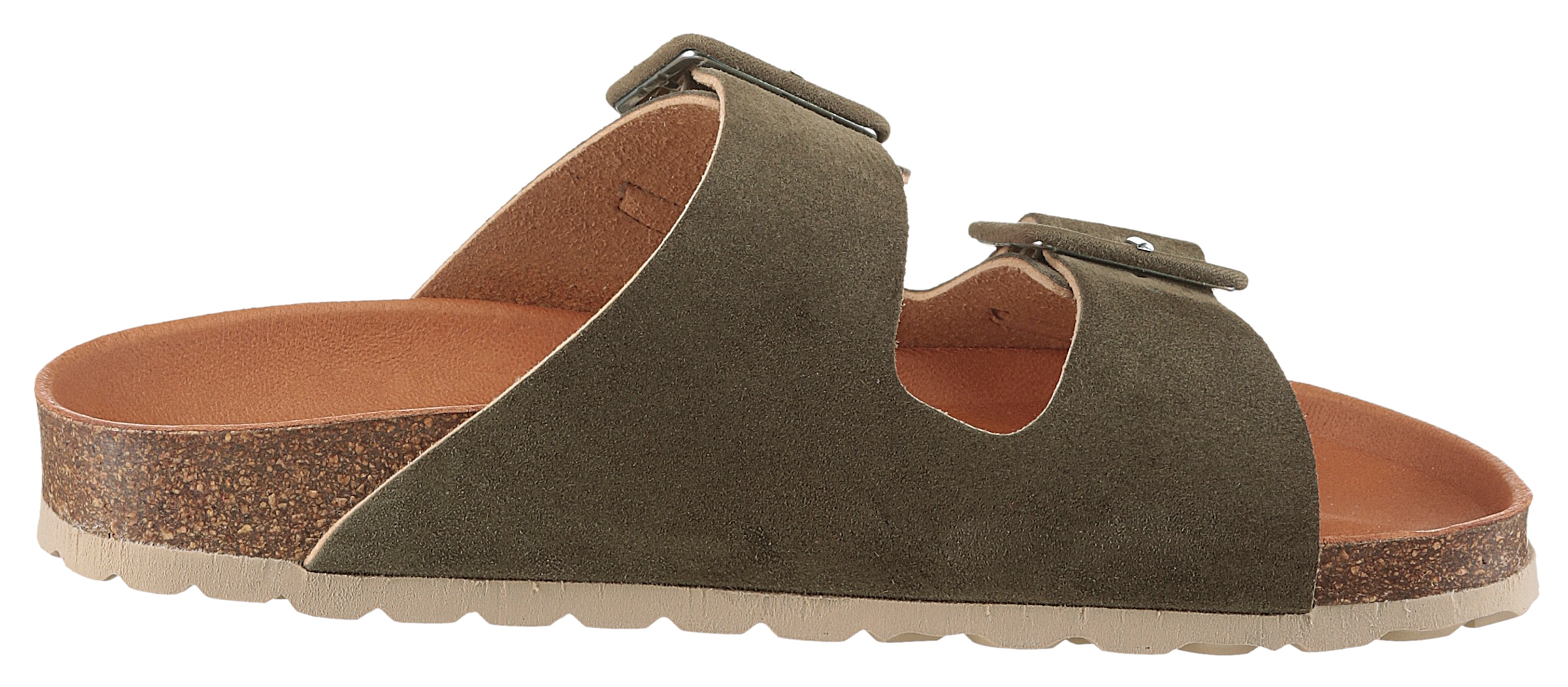 VERBENAS Pantolette »Randell Velour«, Sommerschuh, Schlappen, Hausschuh, Urlaubschuh mit Softfußbett