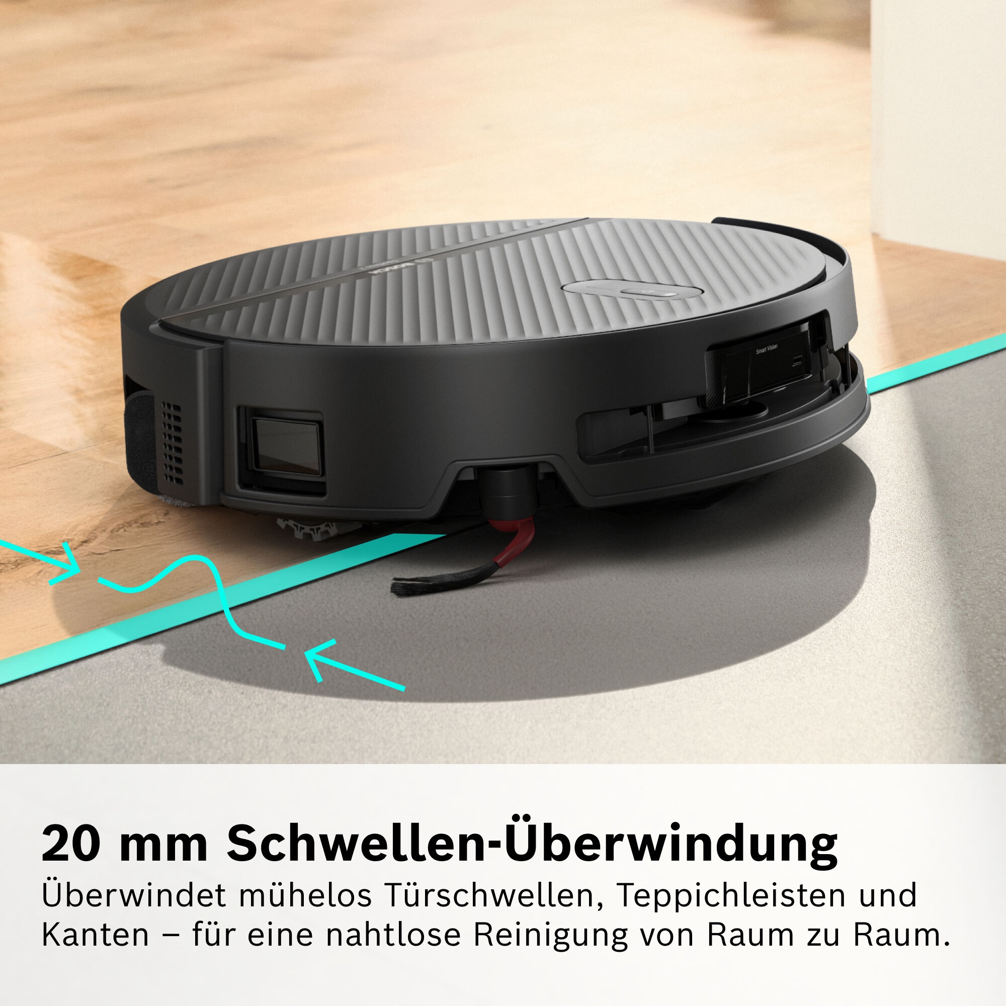 BOSCH Saugroboter »mit Wischfunktion Spotless 2 Advanced BCR2S2BX/BCR2S2WX« ausfahrbare Wischrolle, 27.000 Pa Saugkraft, smarte Fleckenentfernung