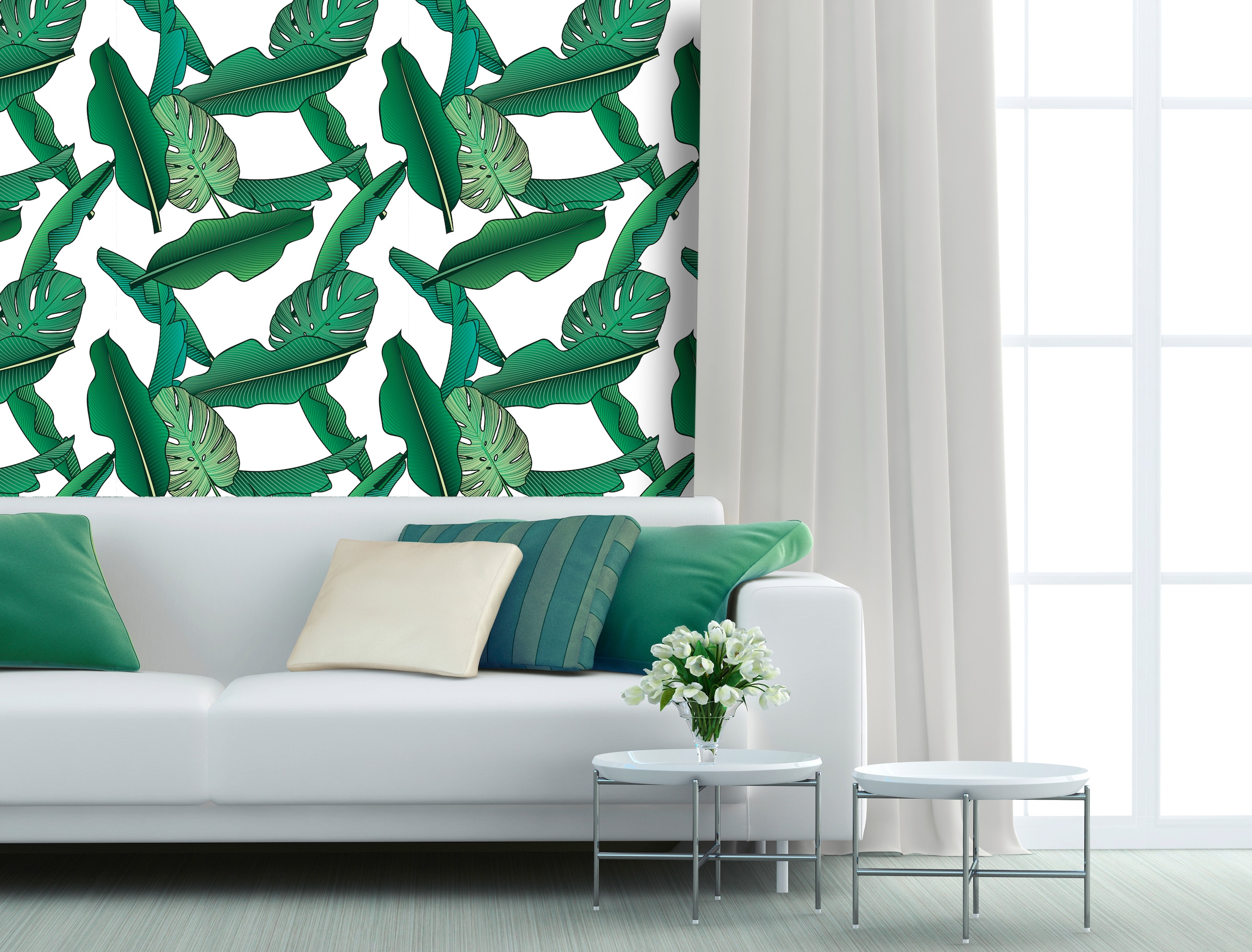 queence Vinyltapete »Elaine« Motiv | bedruckt | botanisch | floral | gemustert | natürlich glatt 90x250cm, selbstklebend, kinderleichte Anbringung, , Sticker