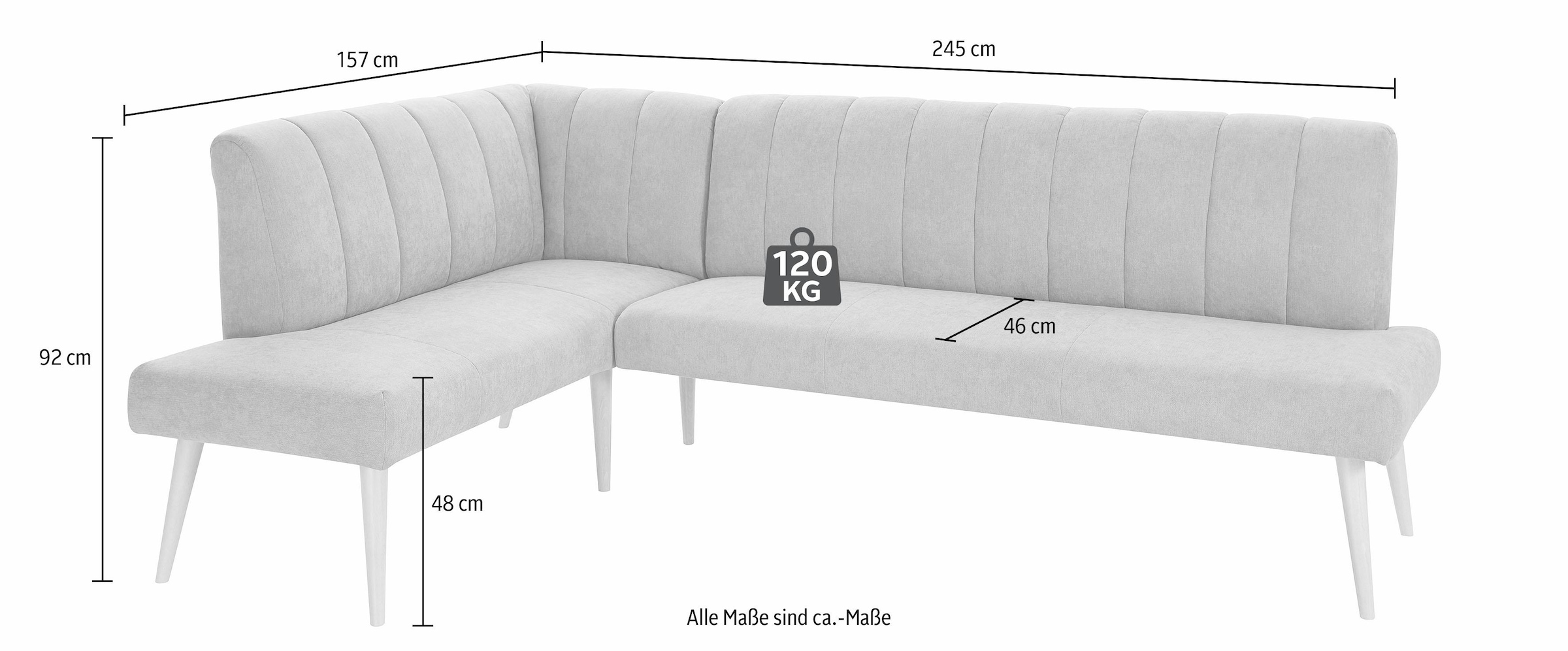exxpo - sofa fashion Eckbank »Costa, moderne Rückensteppung, bequem und elegant, hoher Holzfuß«, hochwertig verarbeitet, Frei im Raum stellbar