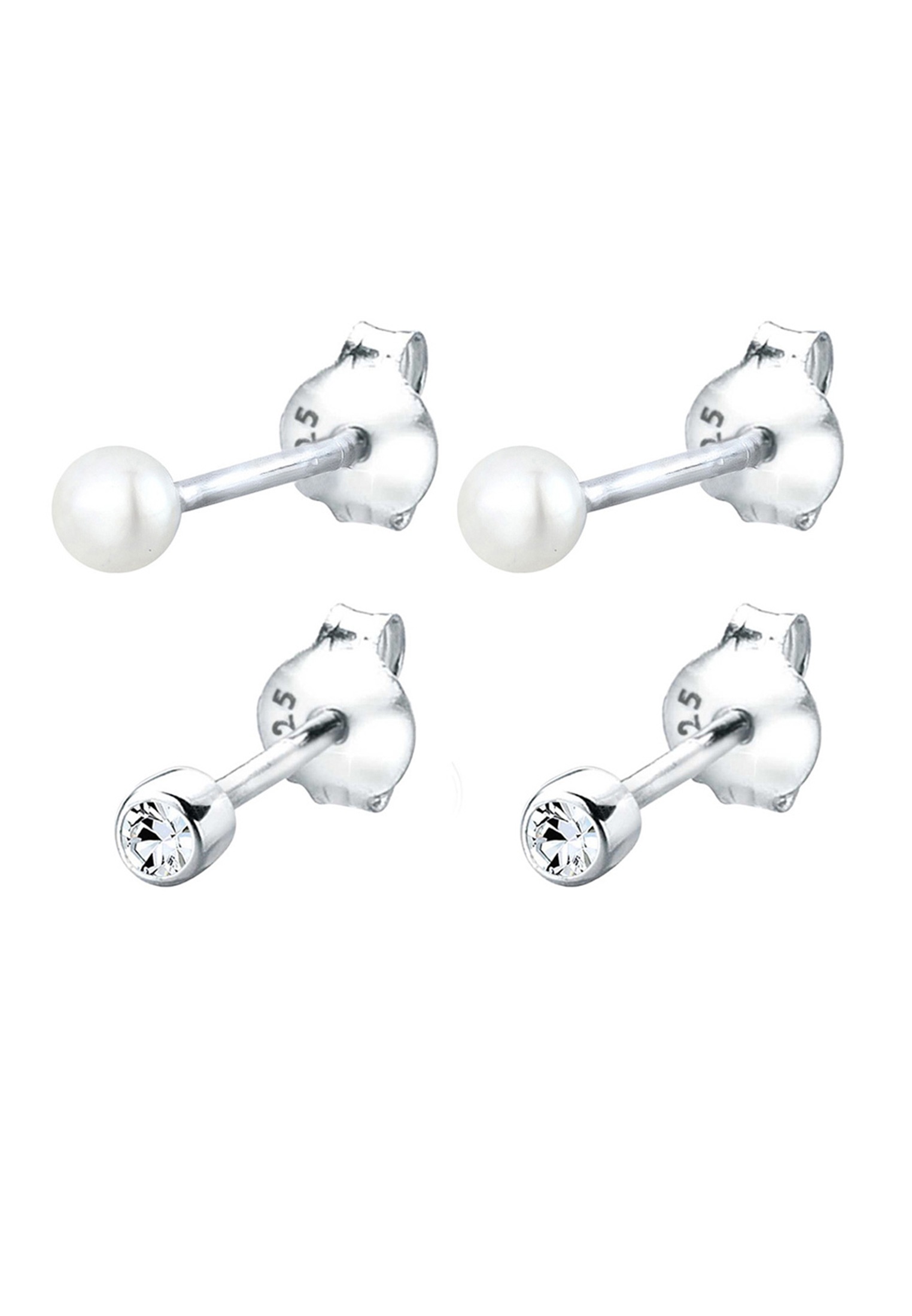 Elli Ohrstecker-Set »Ohrringe Set Basic Perle Kristalle 925 Silber«
