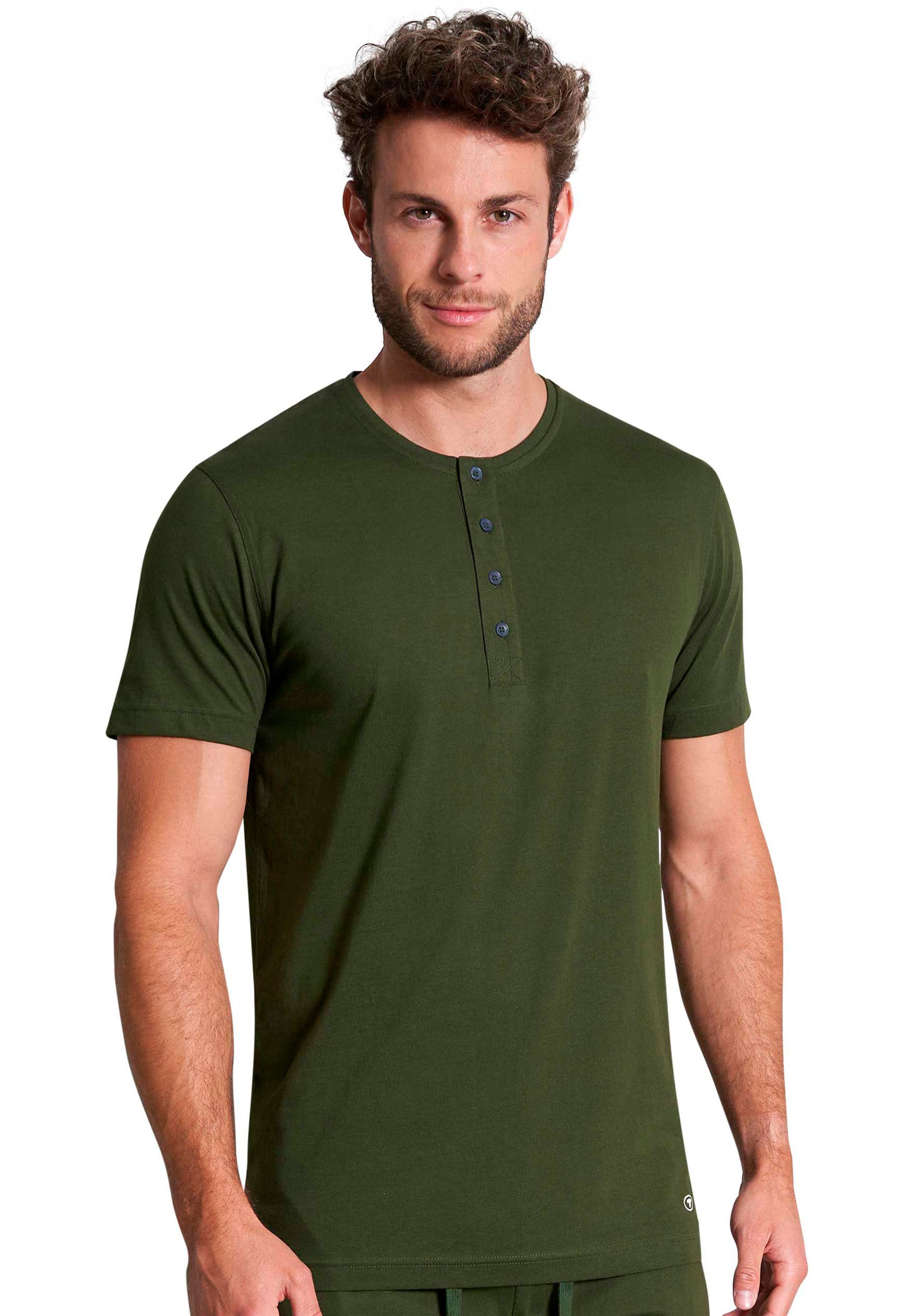 TOM TAILOR T-Shirt »Cansas«, Knopfleiste vorn, Rundhalsausschnitt, Kurzarm