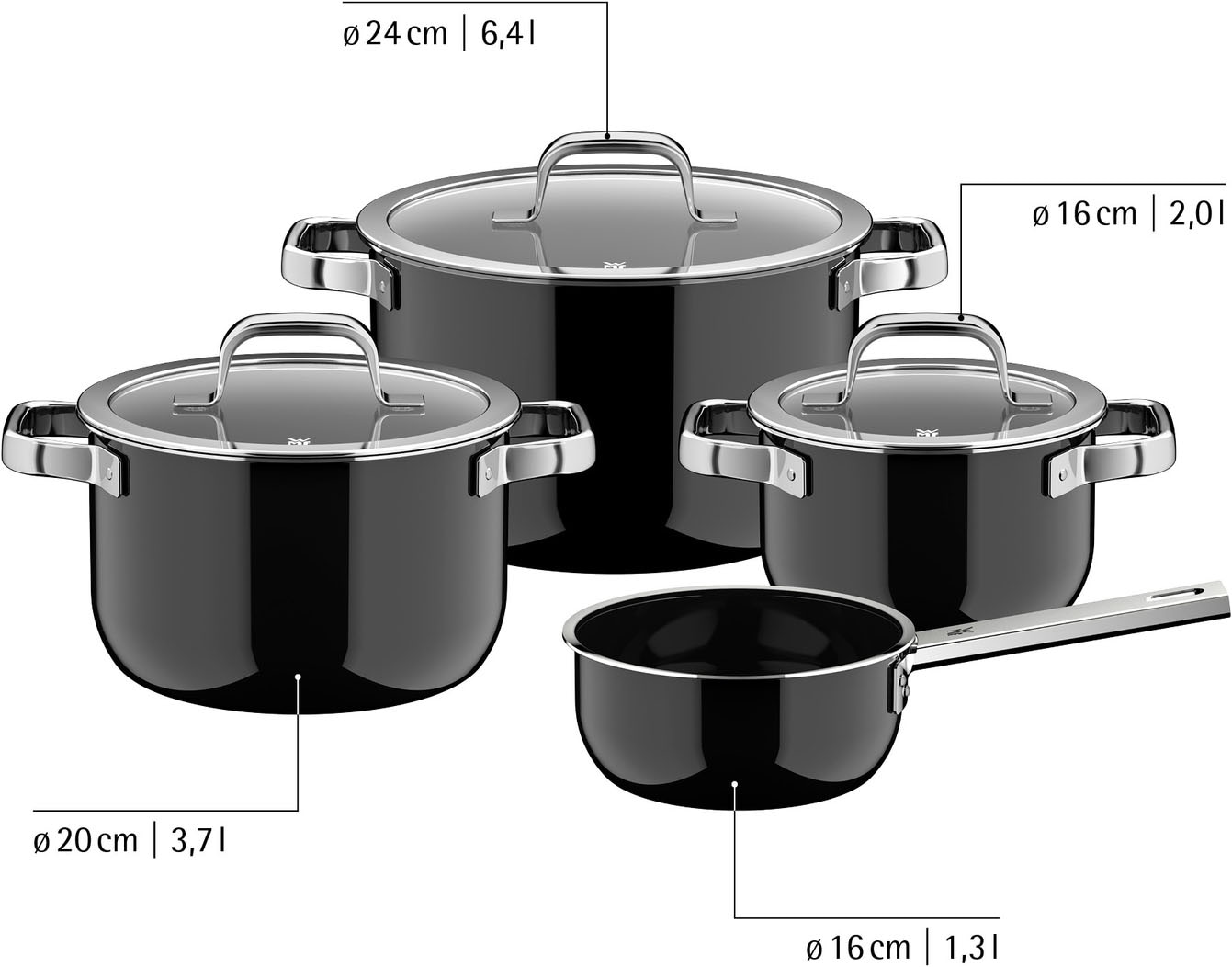 WMF Topf-Set »Fusiontec Mineral Pro« Set, 7 tlg. tlg. Edelstahl | Glas