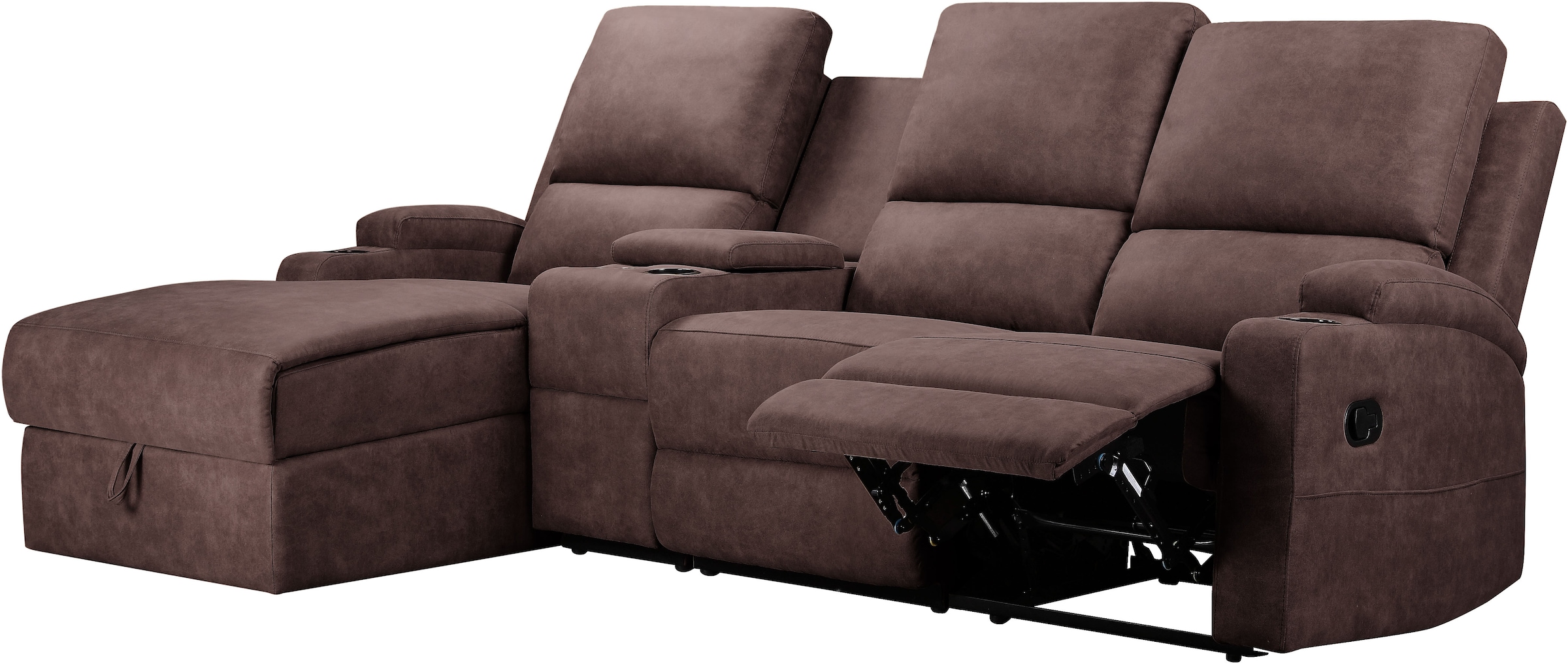 Home affaire Ecksofa »Napori Multimediasofa, 3er Kinosessel XXL, L-Form,«, Kinosofa mit Relaxfunktion, Getränkehalter, Staufach und Staukasten