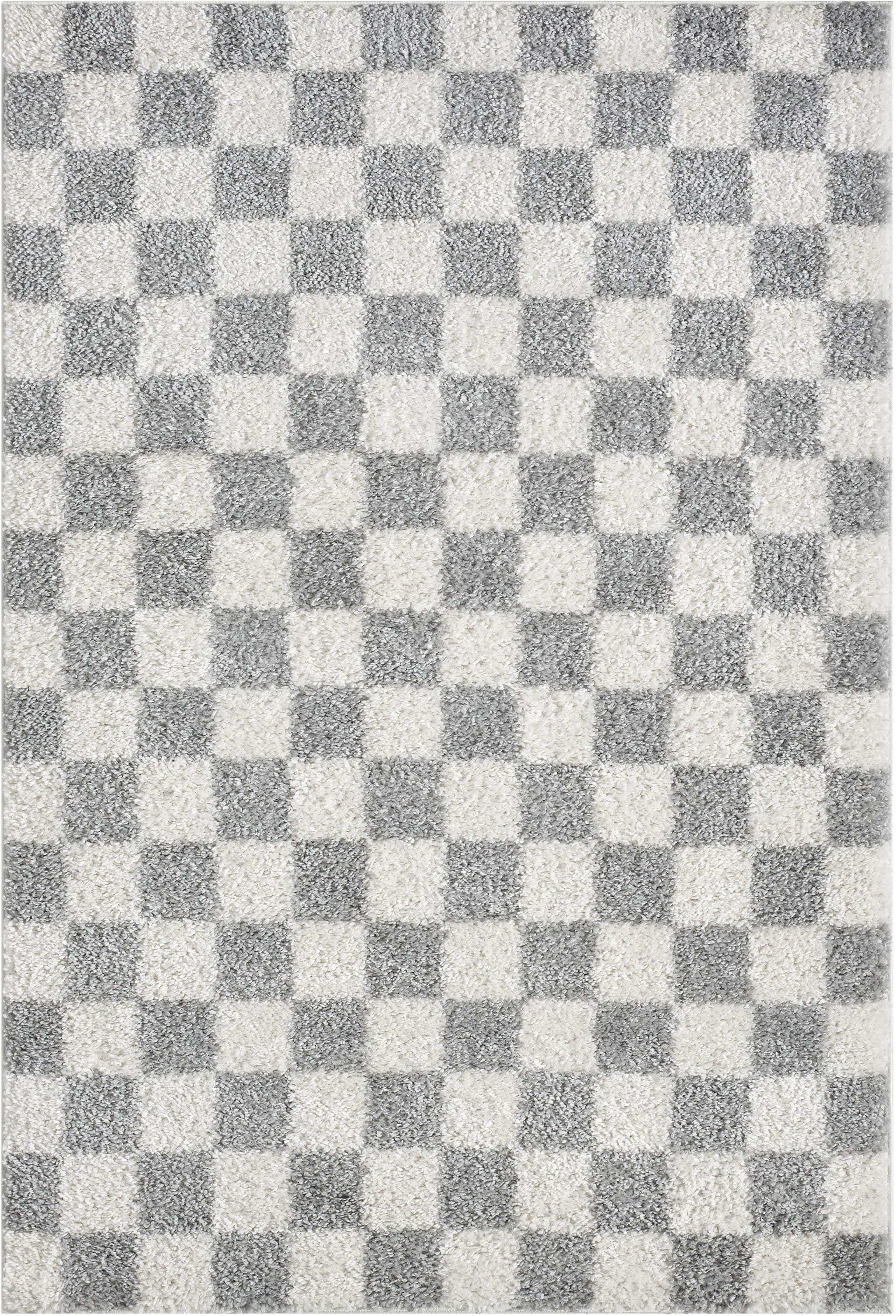 OTTO home Hochflor-Teppich »Kiiki«, rechteckig, 30 mm Höhe, Kariert, auffälliges Schachbrettmuster, Wohnzimmer, Schlafzimmer