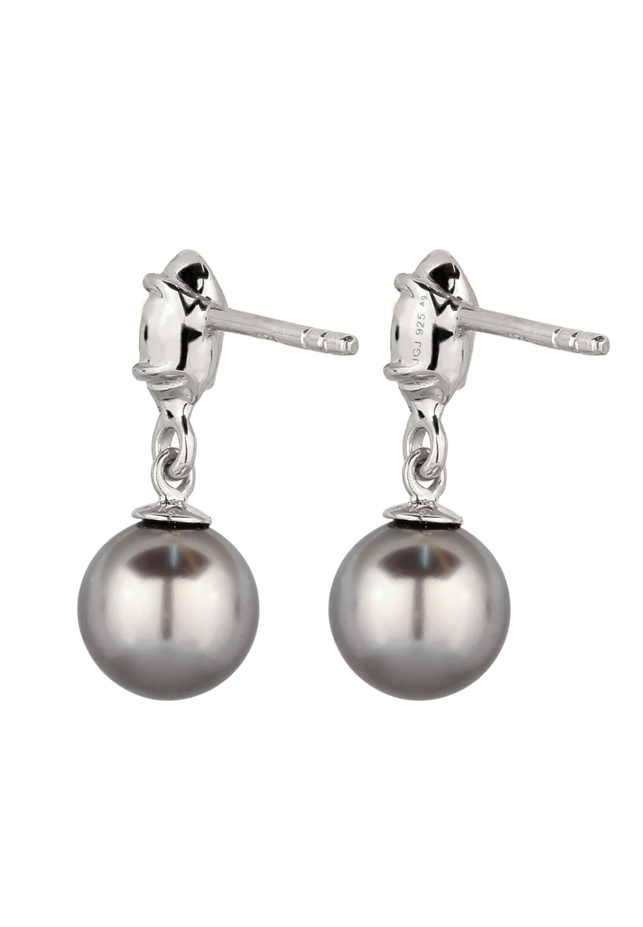 Elli Paar Ohrstecker »Ohrringe Ohrstecker Kristall Schwarz Synthetische Perle Grau 925 Sterling Silber«