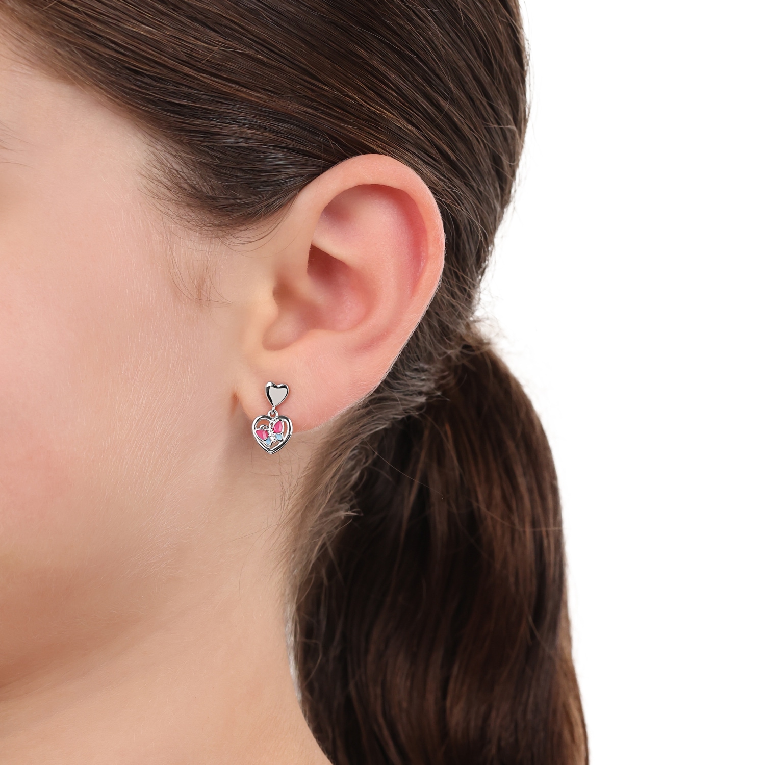 Prinzessin Lillifee Paar Ohrhänger »Herzen/Schmetterling-Optik« mit Zirkonia (synth.)