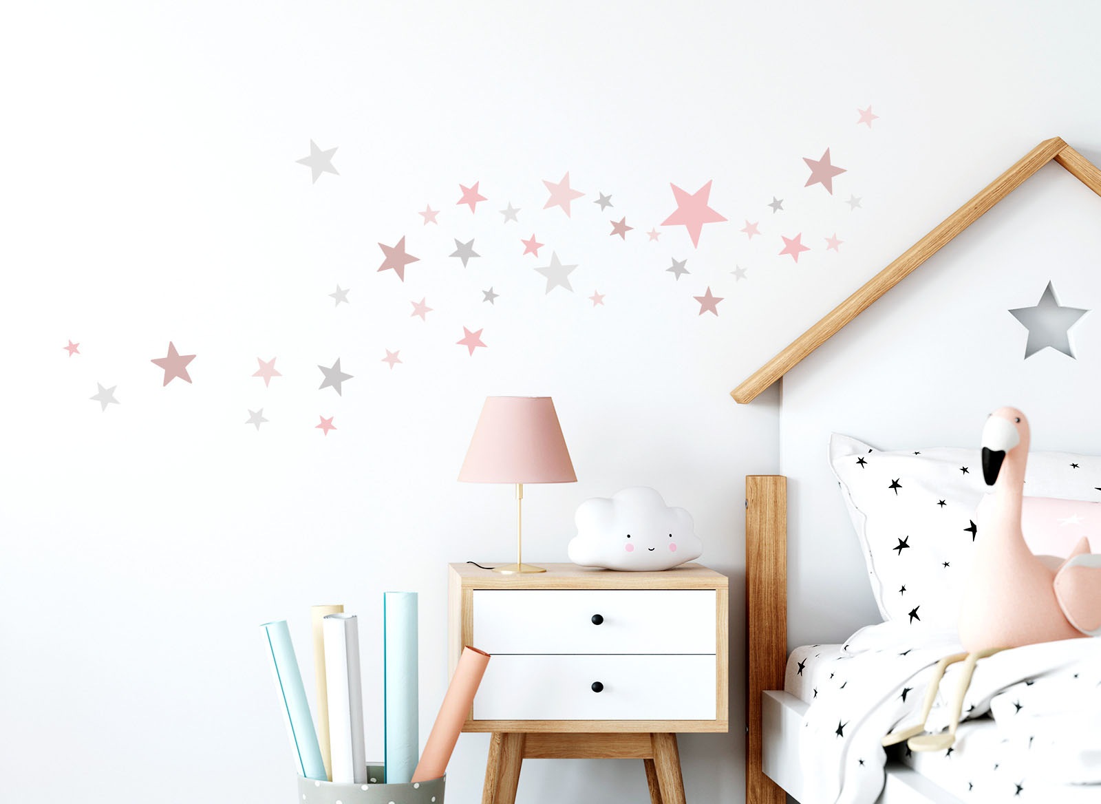 little DECO Wandtattoo »Little Deco Wandtattoo 60 Sterne rosa grau«