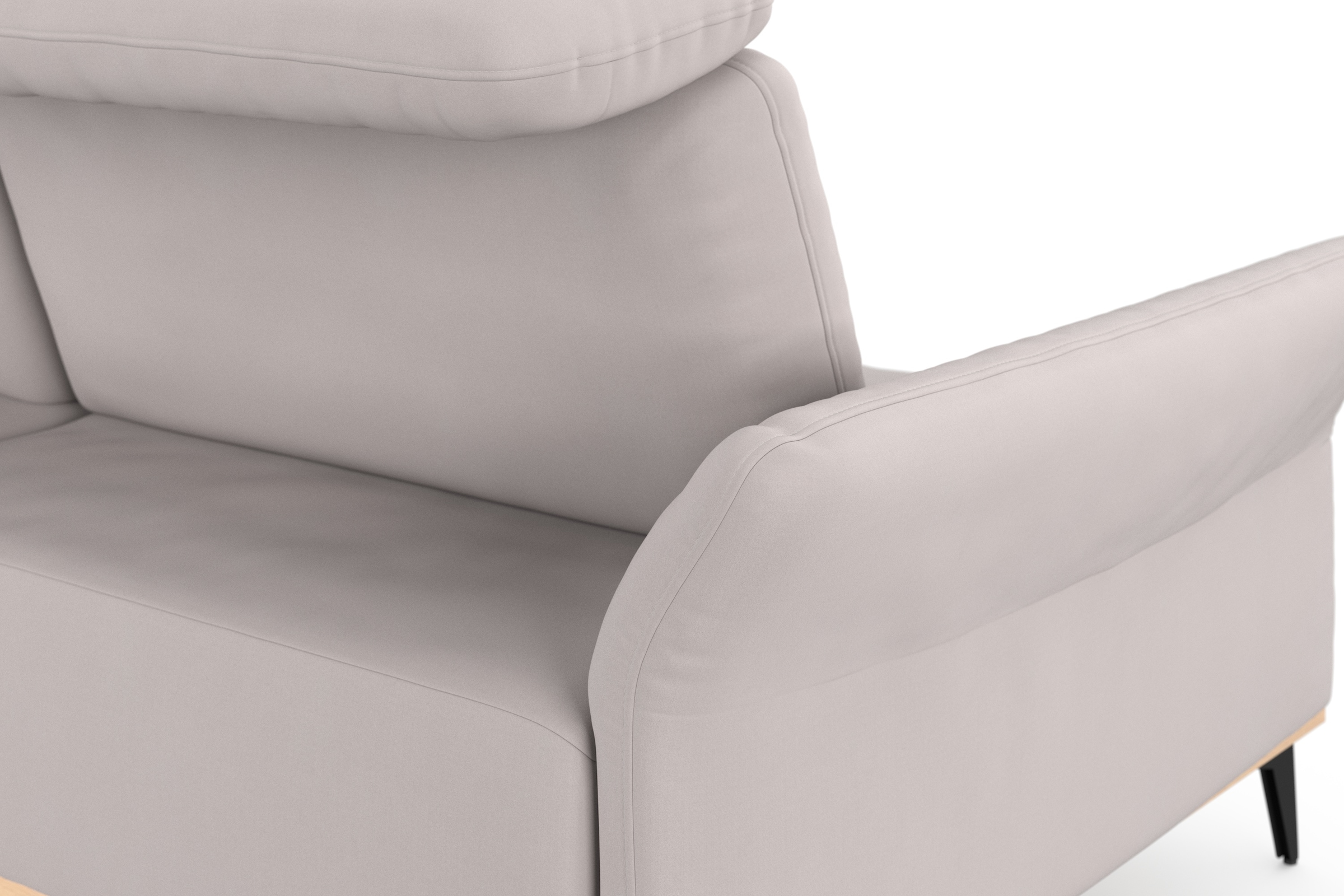 PLACES OF STYLE Ecksofa »Fjord L-Form« massiv, wahlweise mit Armlehnfunktion, Kopf- Sitztiefenverstellung