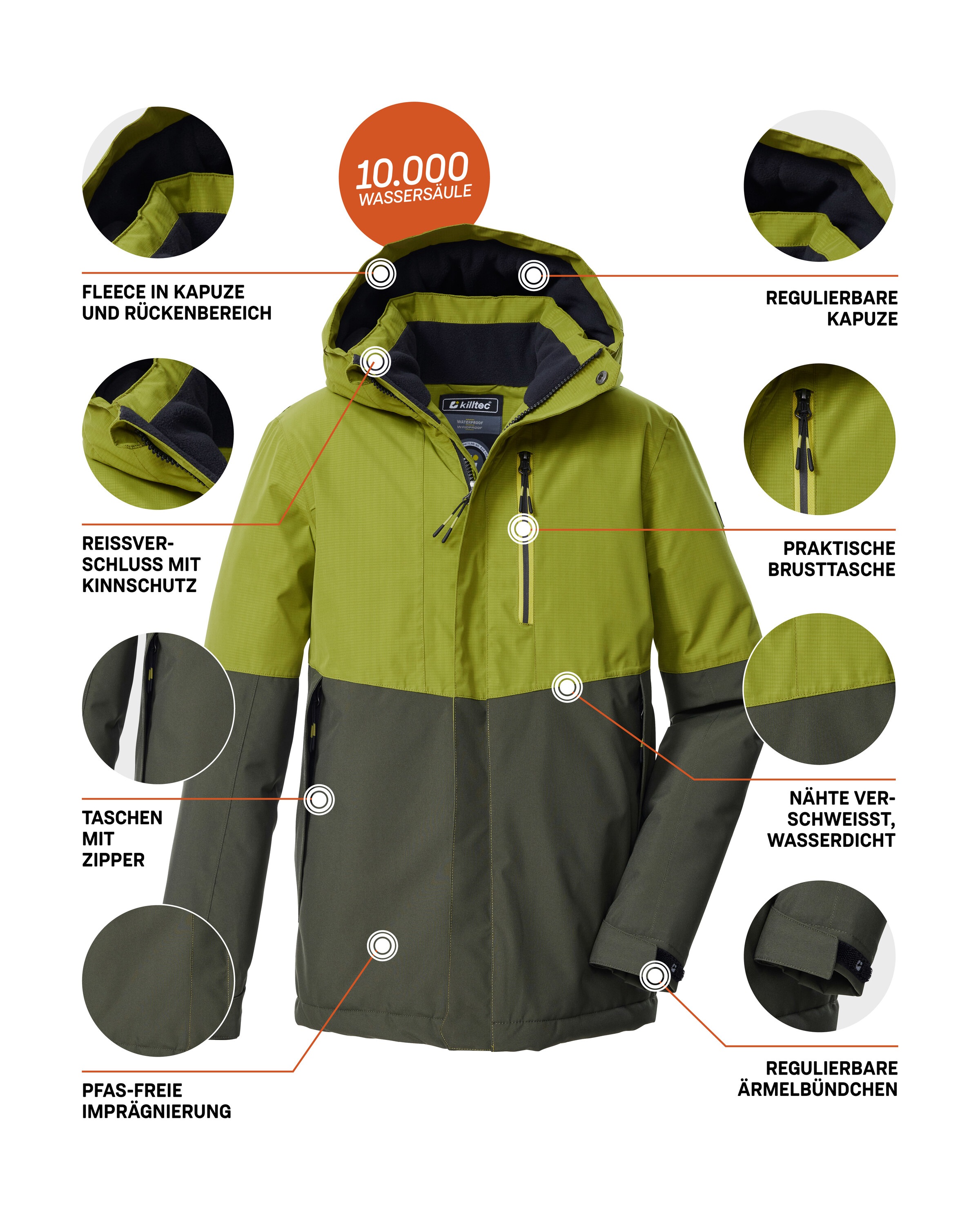 Killtec Funktionsjacke »KOW 222 BYS JCKT«, Wind- u. wasserdichte Kinderjacke mit Fleece, reflektierender Print