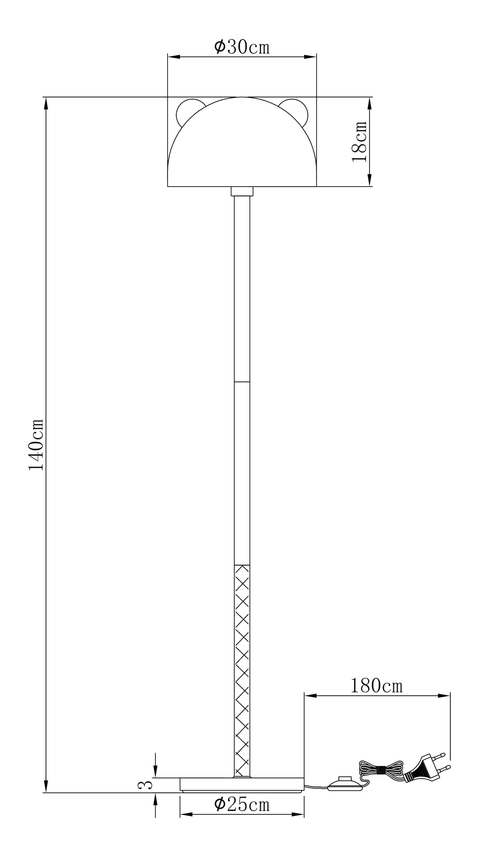 OTTO home Stehlampe »Alinn« E27 1 Stk. ideale Kinderzimmerleuchte, H: 1,4m, Lampe Leuchte mit Öhrchen