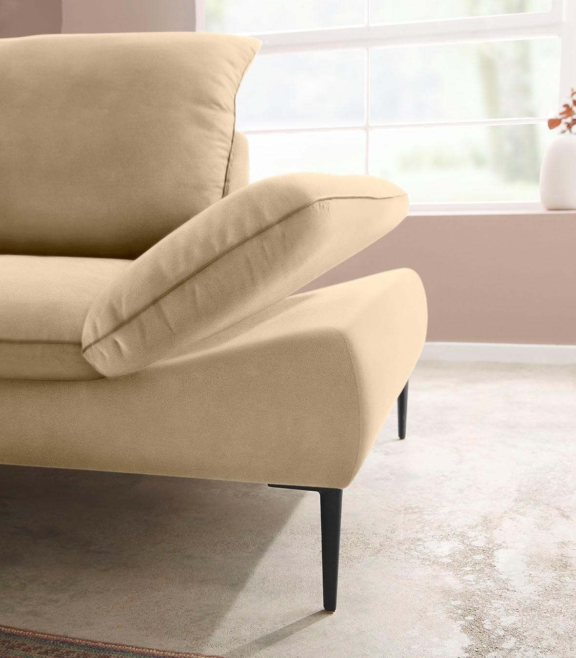 W.SCHILLIG Ecksofa »enjoy&MORE, Designsofa, elegant und bequem, L-Form«, Sitztiefenverstellung, Füße schwarz pulverbeschichtet, Breite 294 cm