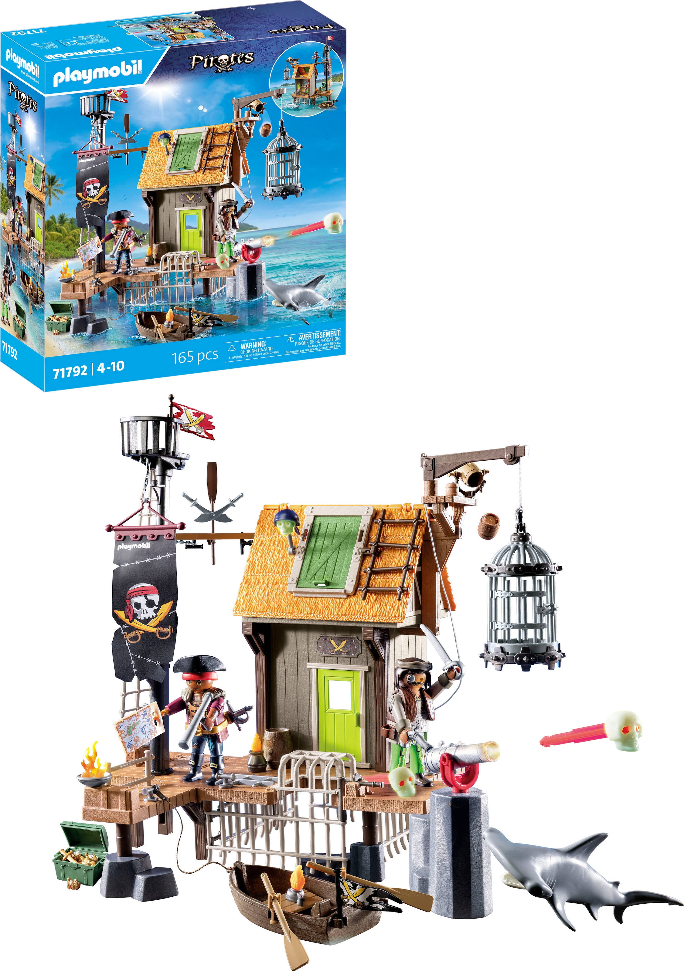 Playmobil® Konstruktions-Spielset »Piratenhafen mit Seeräuber-Gefängnis (71792), Playmobil Pirates«, (165 St.), Made in Germany