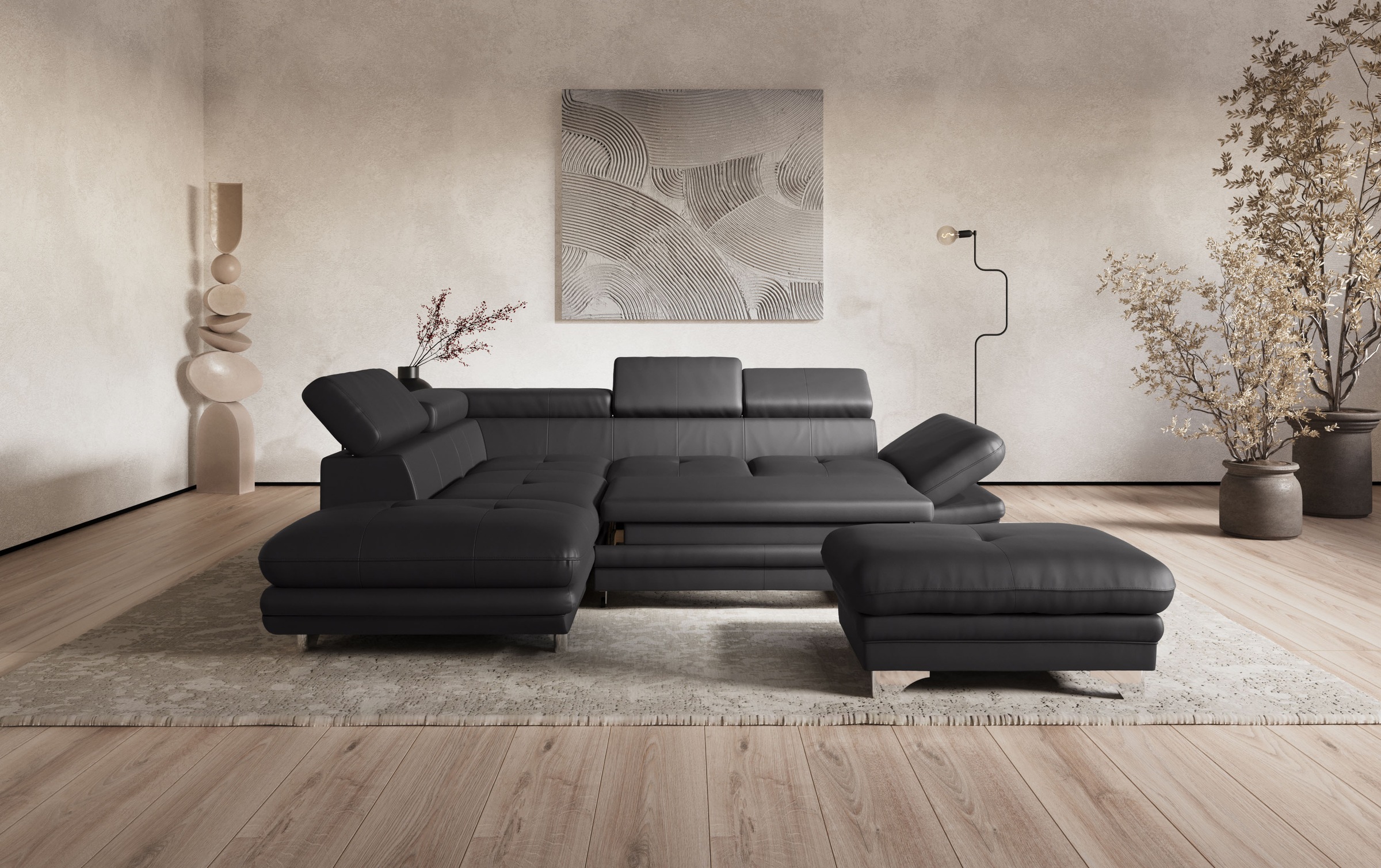 COTTA Ecksofa »Enterprise L-Form«, mit Arm- & Kopfteilverstellung, wahlweise mit Bettfunktion