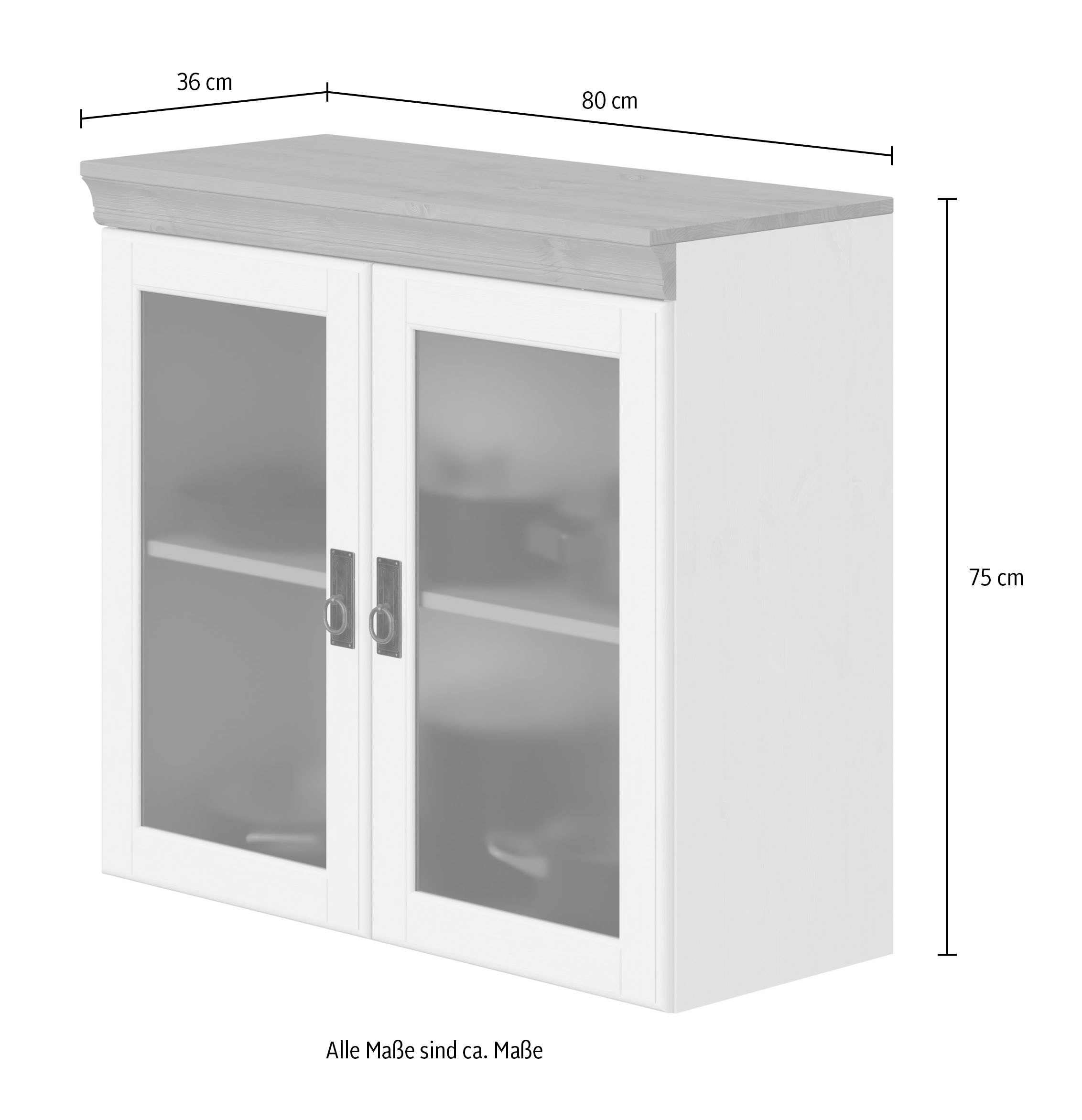 Home affaire Hängeschrank »Rügen«, Breite 80 cm, FSC® zertifiziertes Massivholz, Türen mit Glaseinsatz