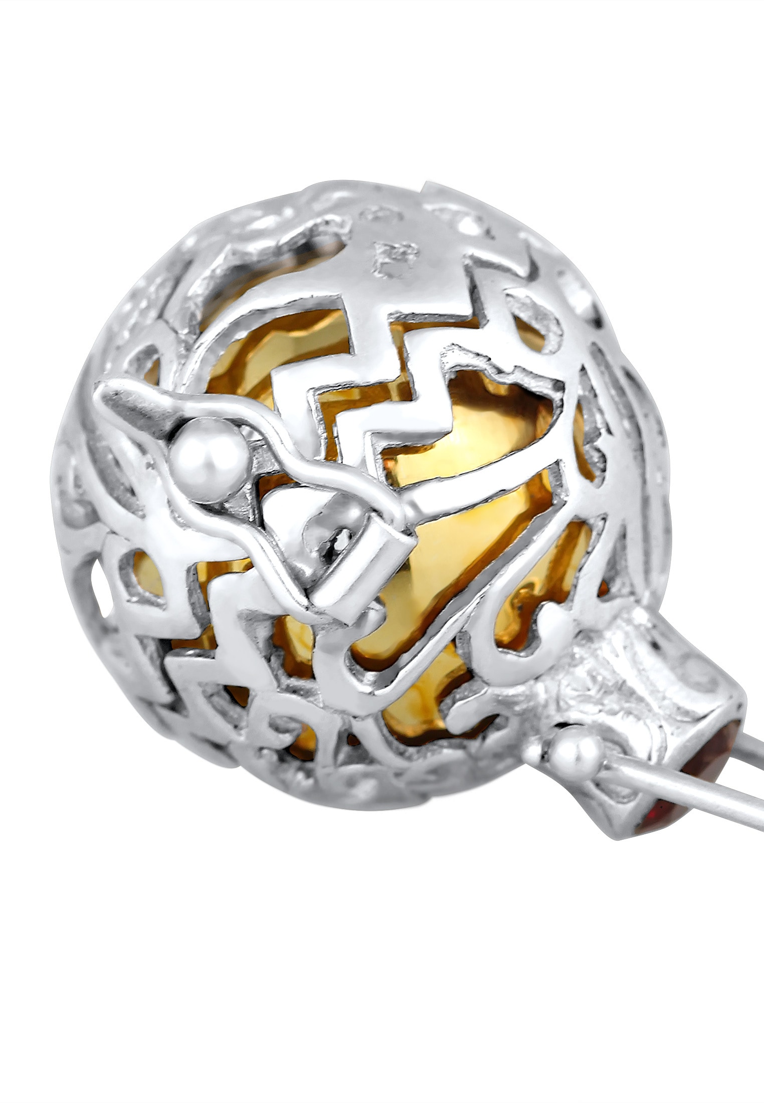 Nenalina Charm-Einhänger »Charm Klangkugel Ornament Granat Romantik 925 Silber«