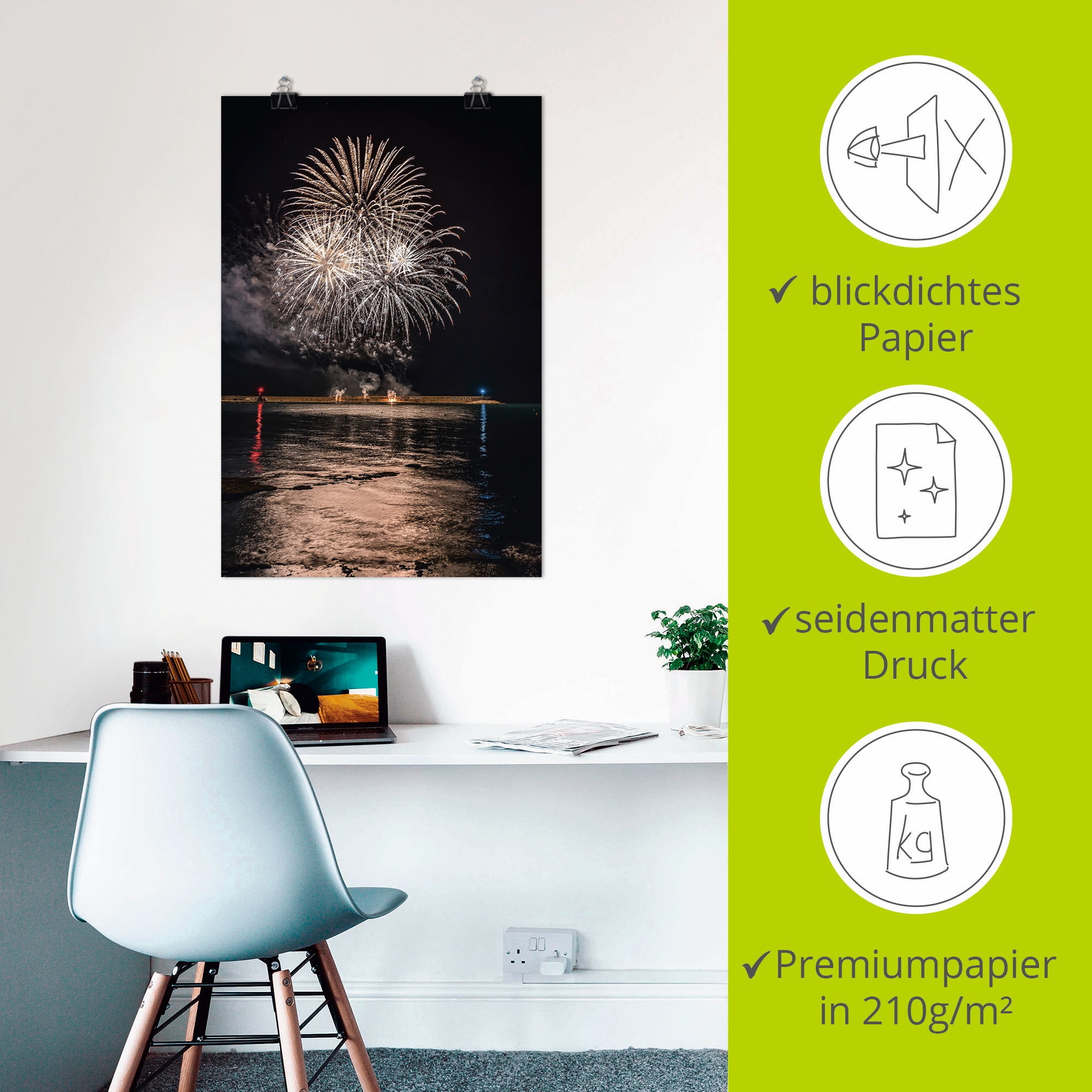 Artland Wandbild »Feuerwerk am Meer«, Himmelsbilder, (1 St.), als Alubild, Leinwandbild, Wandaufkleber oder Poster in versch. Größen