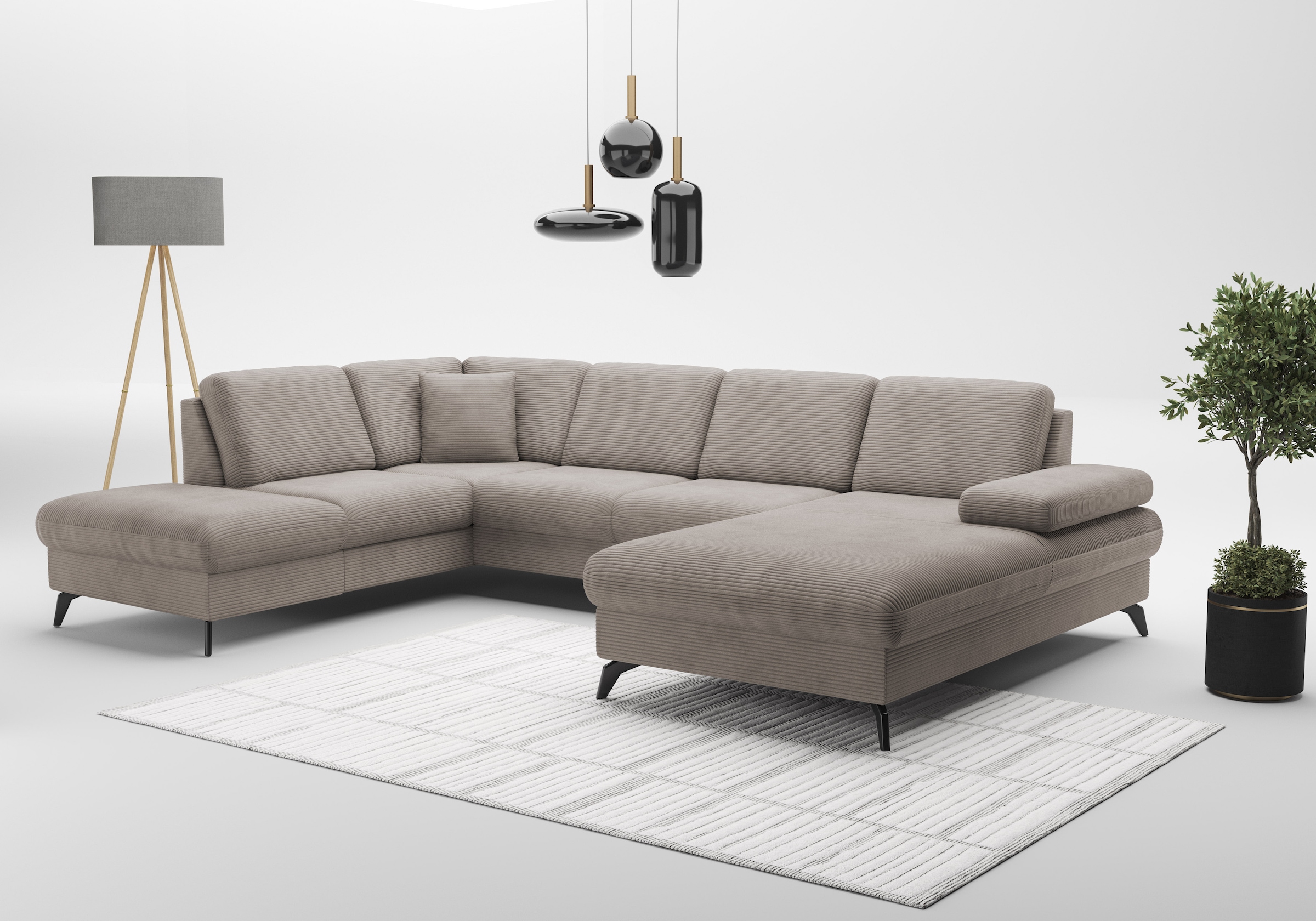 sit&more Wohnlandschaft »Morris Jubi U-Form«, inkl. Armteilfunktion und 1 Zierkissen, wahlweise mit Bettfunktion