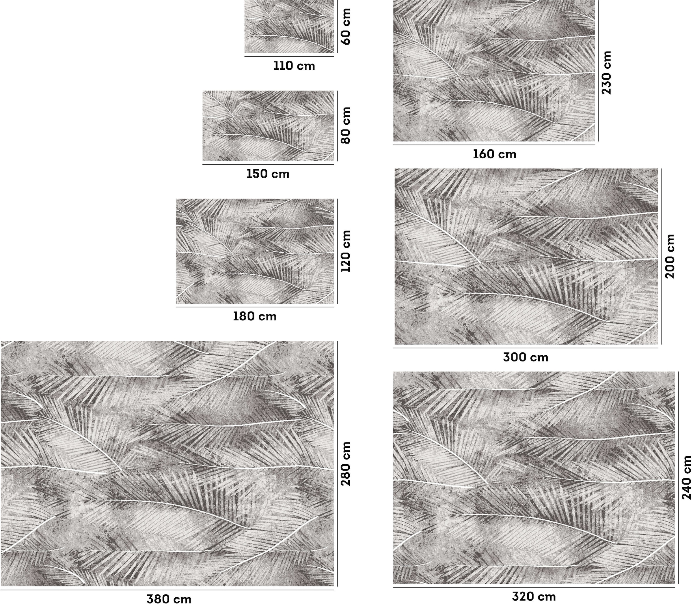 OTTO home Teppich »Kiliv, modernes Blatt Design« rechteckig 9 mm Höhe mit besonders weichem Flor, Kurzflor,