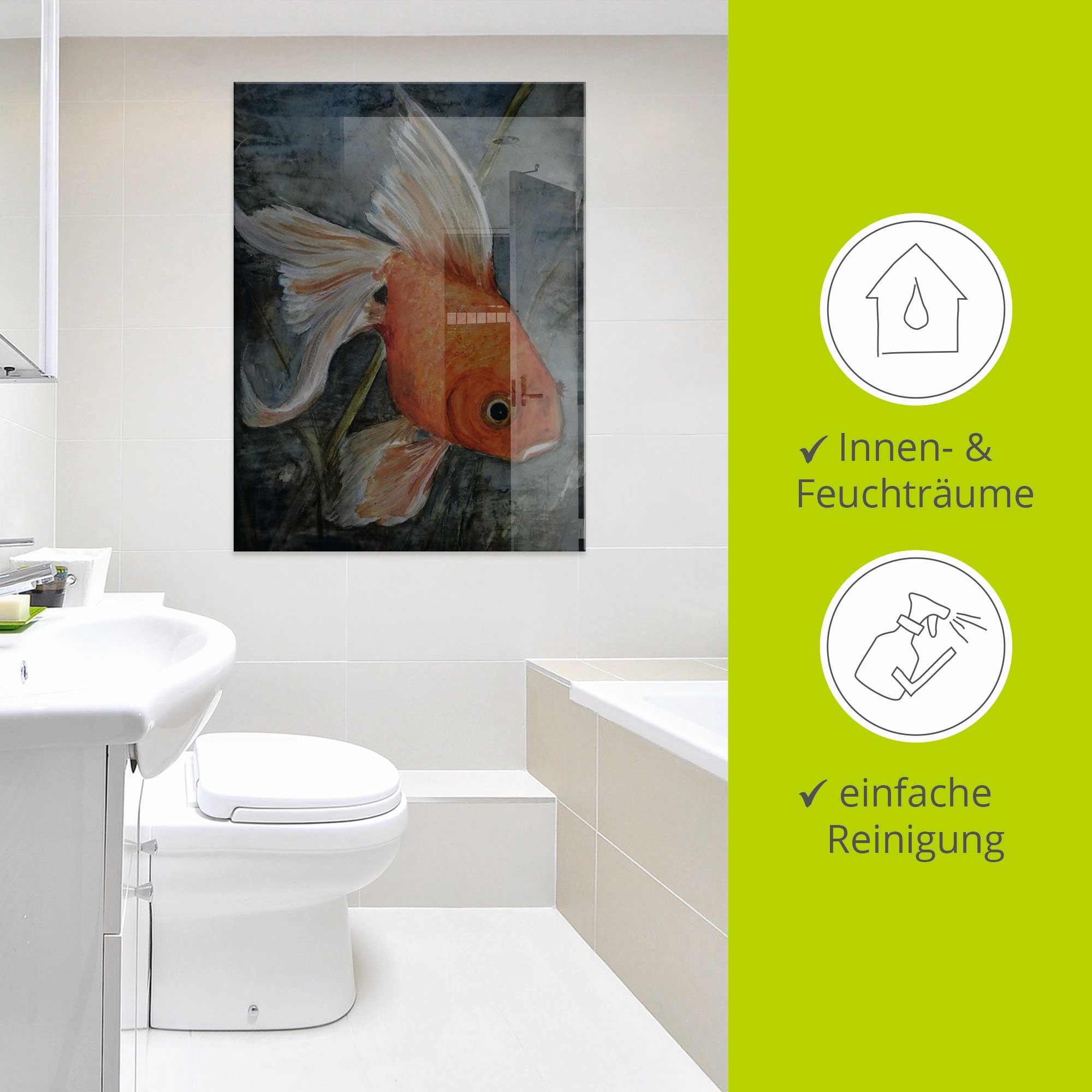 Artland Glasbild »Feng Shui - Goldfisch«, Wassertiere, (1 St.), in verschiedenen Größen