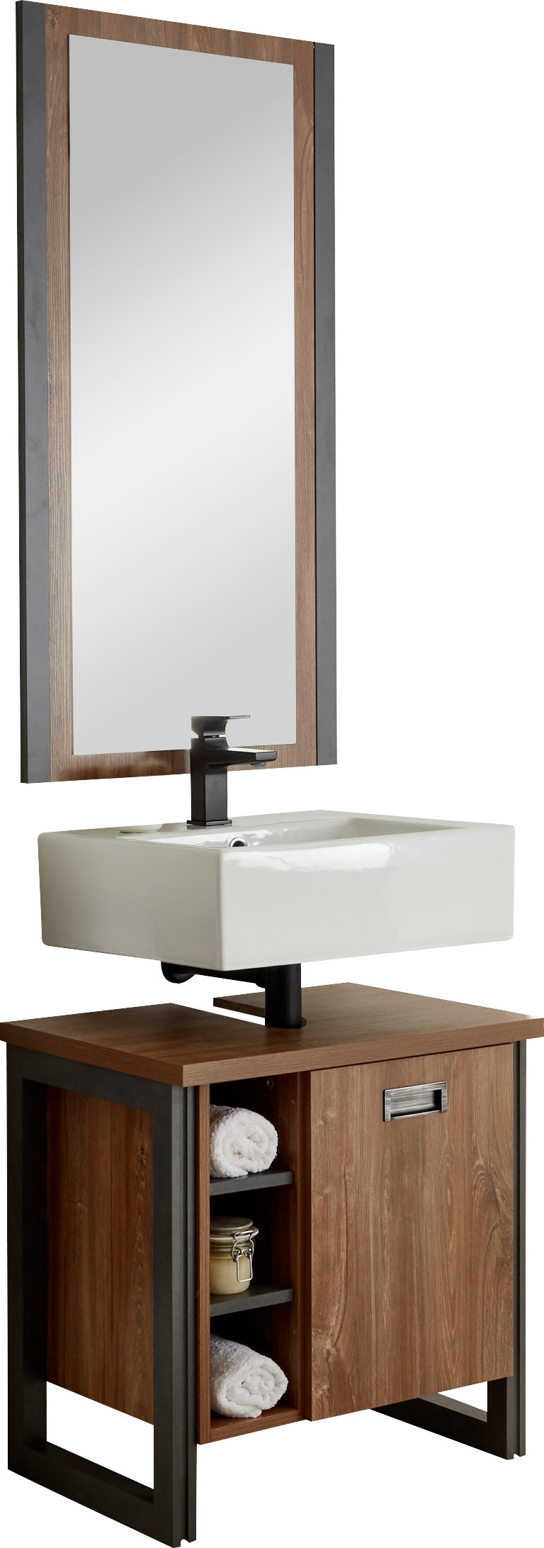 Home Affaire Badmöbel-Set »Detroit, Bad im Industrialdesign, 2-teiliges Badezimmer« Set, 2 Stk. tlg. in gelb