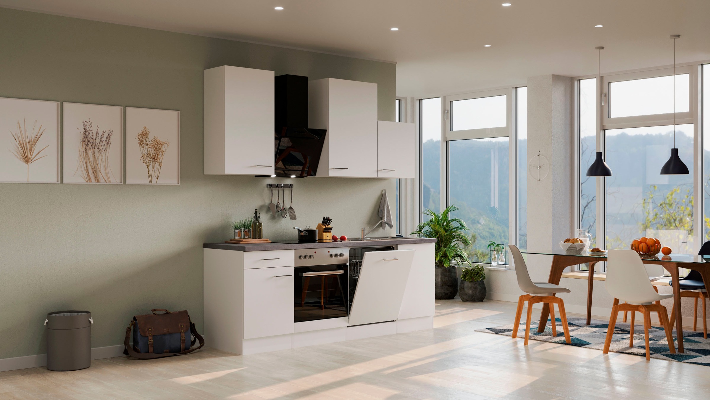 Flex-Well Küchenzeile »Kopenhagen« mit E-Geräten, Breite 220 cm, in vielen Farbvarianten erhältlich