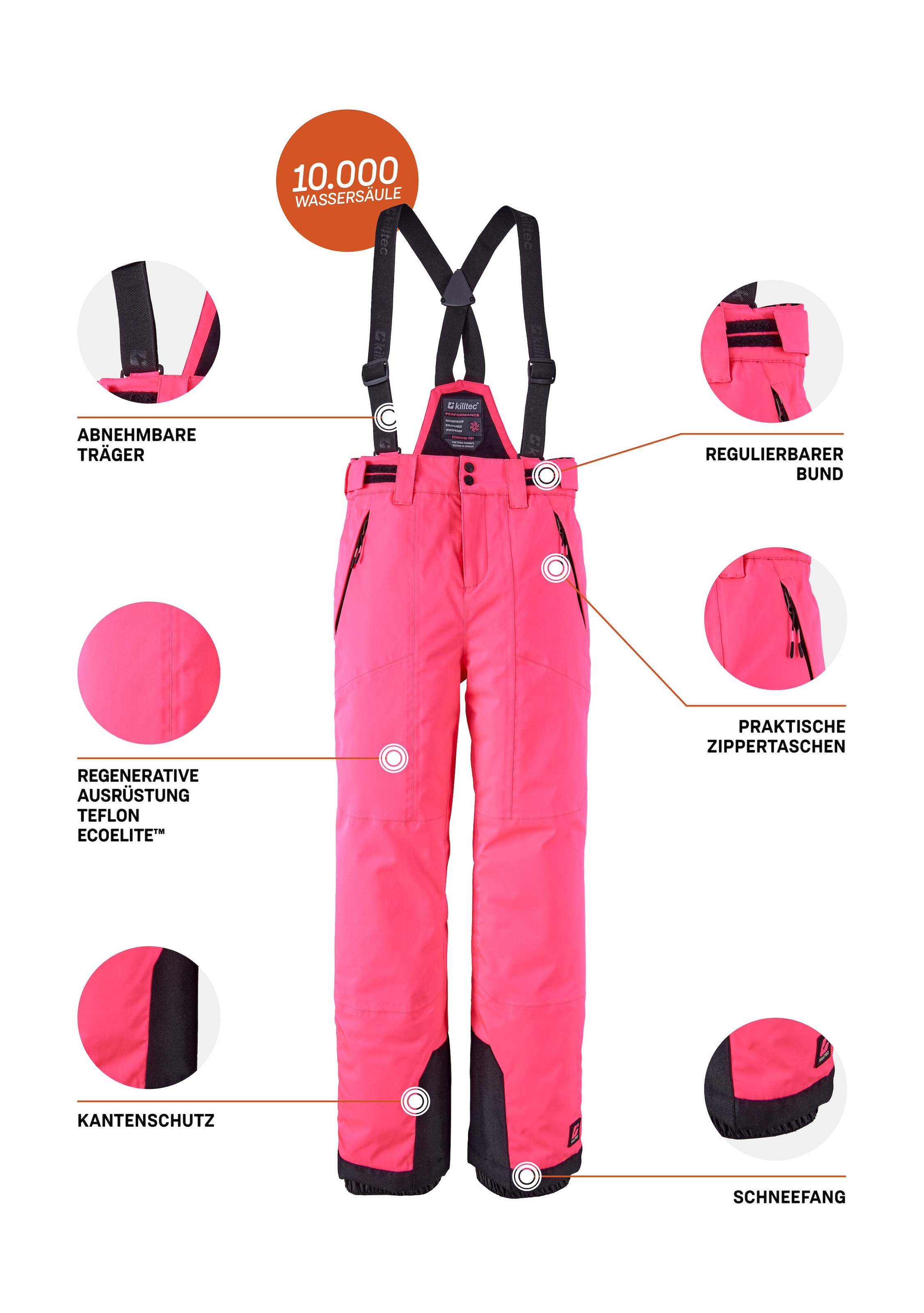 Killtec Skihose »Girls Skihose 242«  Wasserdicht, atmungsaktiv, abnehmbare Träger, rutschfester Schneefang