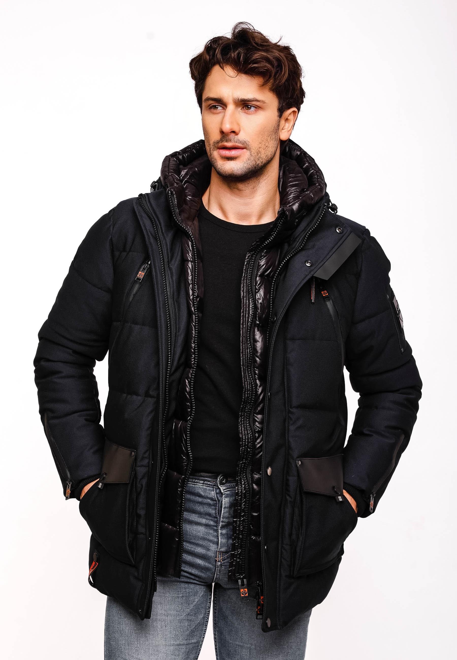 Stone Harbour Wintermantel »Winterjacke Mitjaa«, Warm gefütterter Herren Wintermantel mit doppelter Kapuze