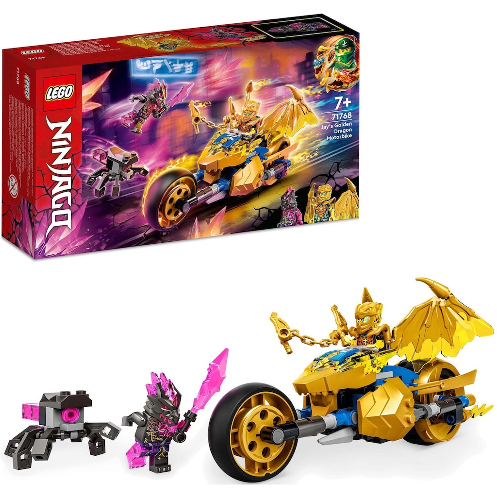 LEGO® Konstruktionsspielsteine »Jays Golddrachen-Motorrad (71768), LEGO® NINJAGO«, (137 St.)