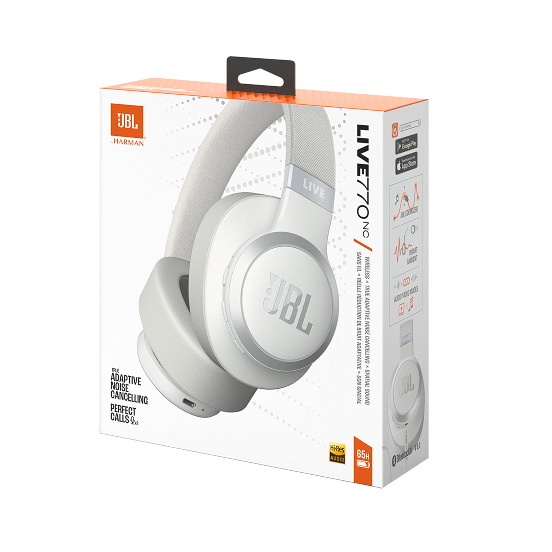 JBL wireless Kopfhörer »LIVE 770NC mit JBL Signature Sound und Surround Sound«, Adaptive Noise-Cancelling-Transparenzmodus-Multi-Point-Verbindung, Kabelloser Over-Ear-Kopfhörer mit True Adaptive Noise Cancelling