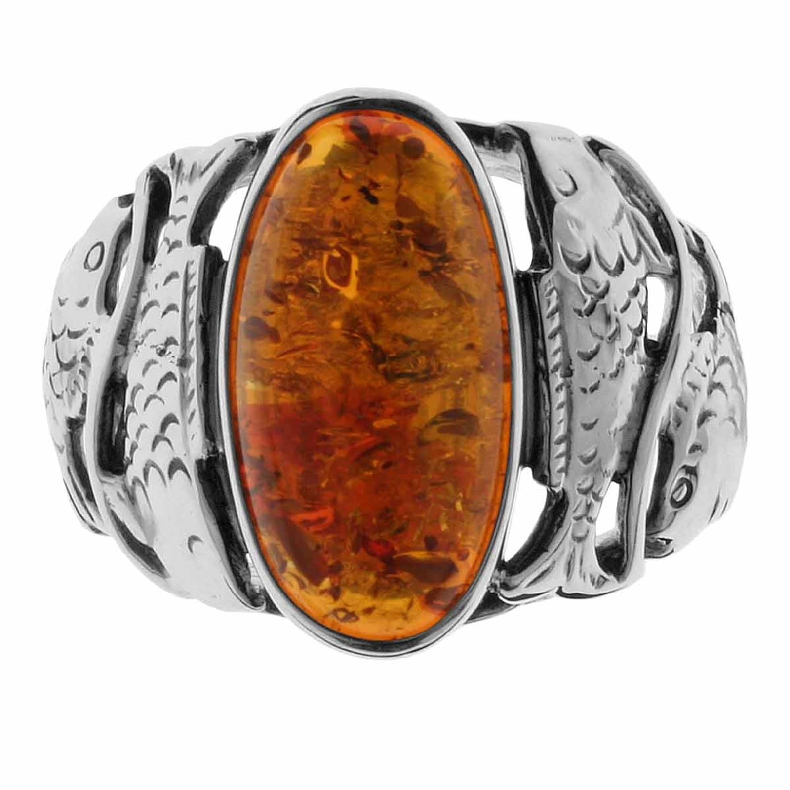 OSTSEE-SCHMUCK Fingerring »- Fischland 16x8 mm - Silber 925/000 - Bernstein«