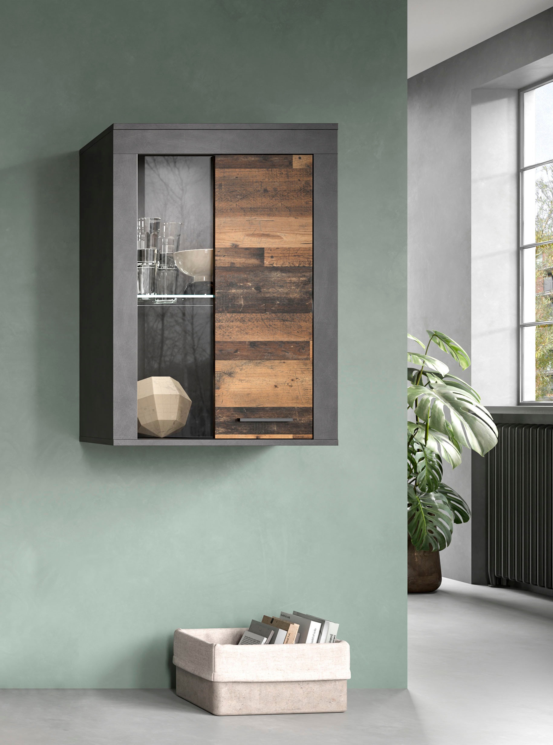 INOSIGN Vitrine »Aosta, Breite 60 cm, stehend oder hängend, in verschiedenen Farben«, Türanschlag wechselbar, 1 Glaseinlegeboden, Hängeeitrine, Standvitrine