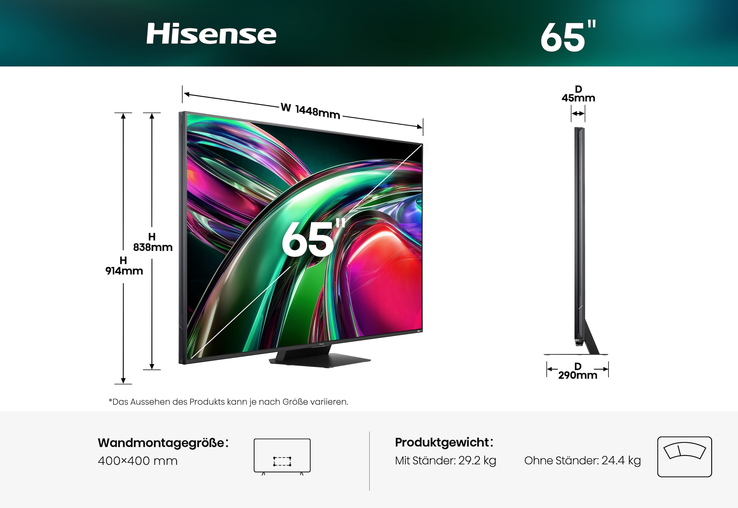 Hisense Mini-LED-Fernseher »65UR9DS« 164 cm/65 ″ Smart-TV