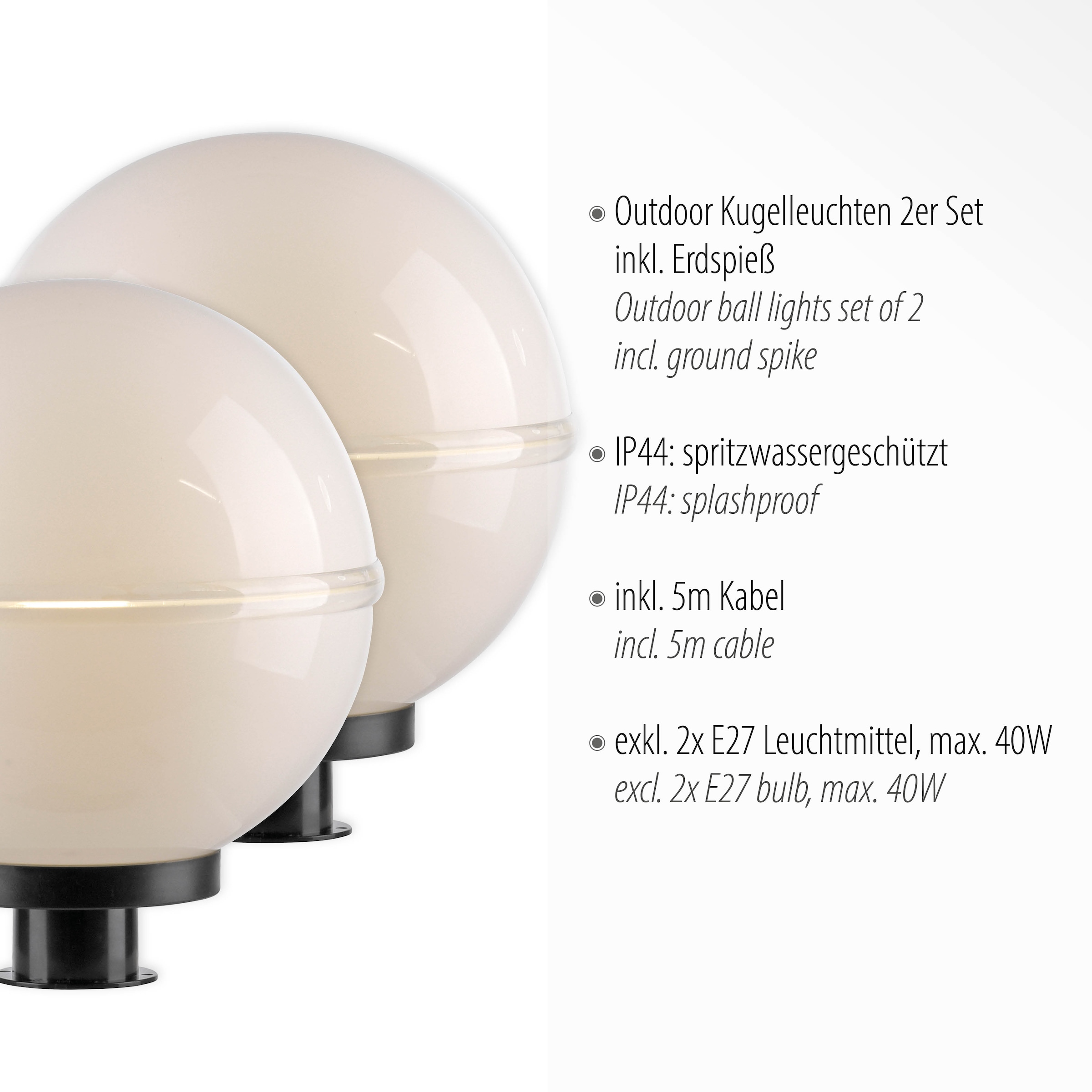 JUST LIGHT Kugelleuchte »HEMIS« E27 1 Stk. ExklusiveE27, IP44