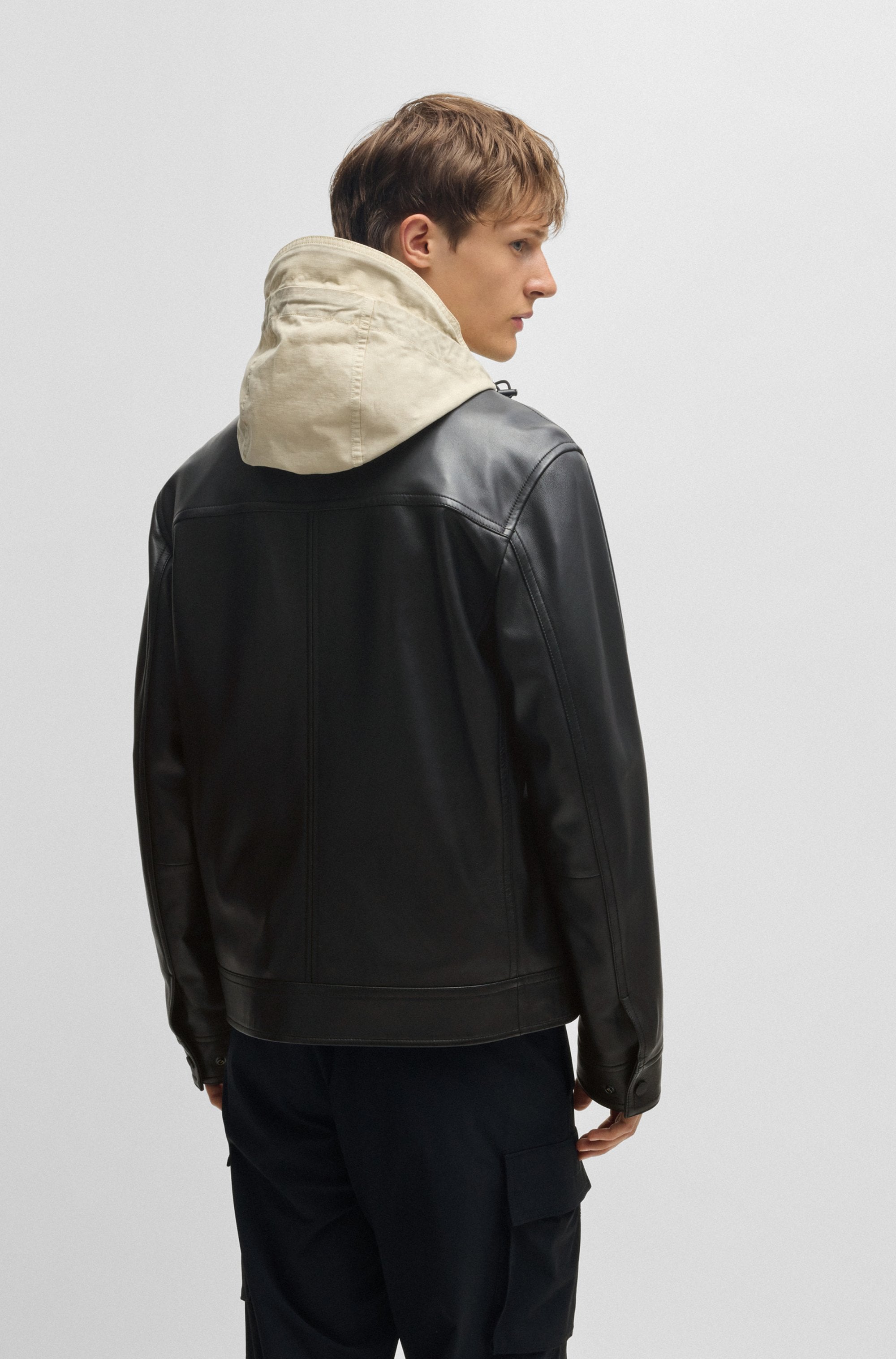 BOSS ORANGE Lederjacke »Jocruz«, mit Druckknopfleiste