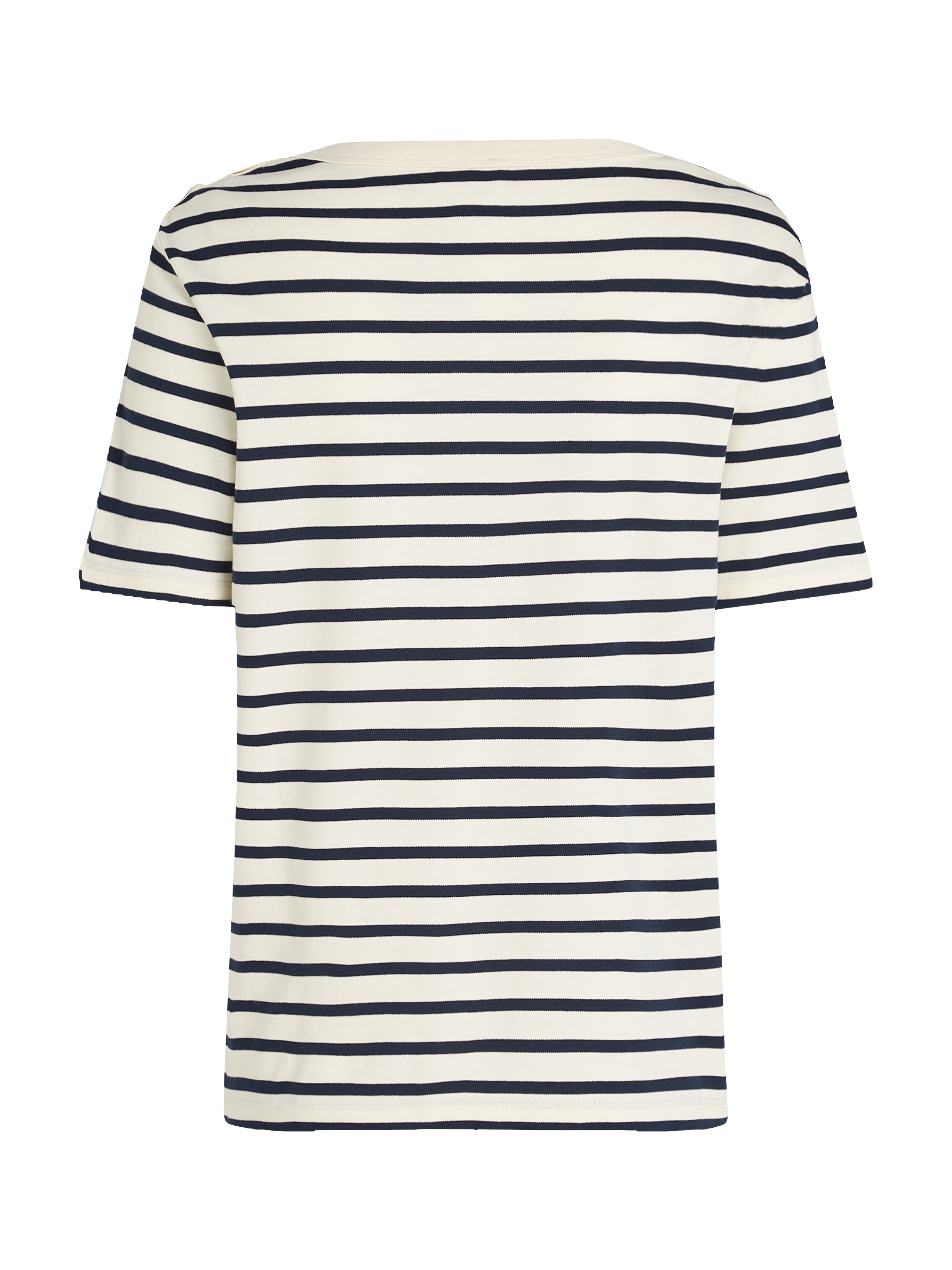 Tommy Hilfiger Rundhalsshirt »REG STRIPE GOLD BTN C-NK SS«, mit goldfarbenem Knopf