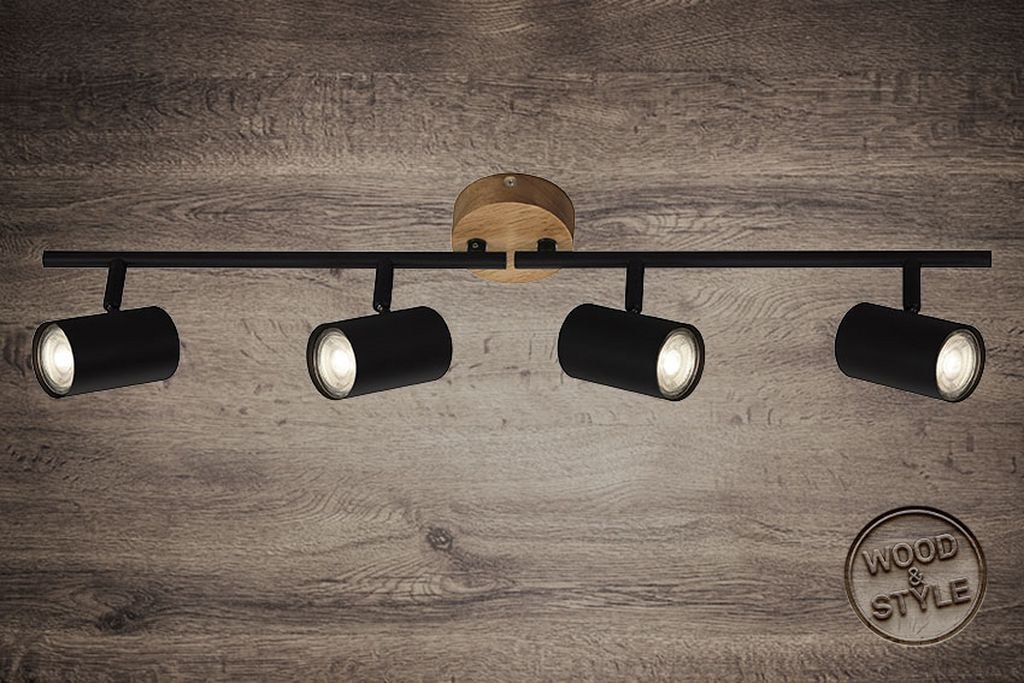 Briloner Leuchten LED Deckenspot »MURITZ«, aus Metall und Holz, für Leuchtmittel 4 x GU10, Spots dreh- und schwenkbar