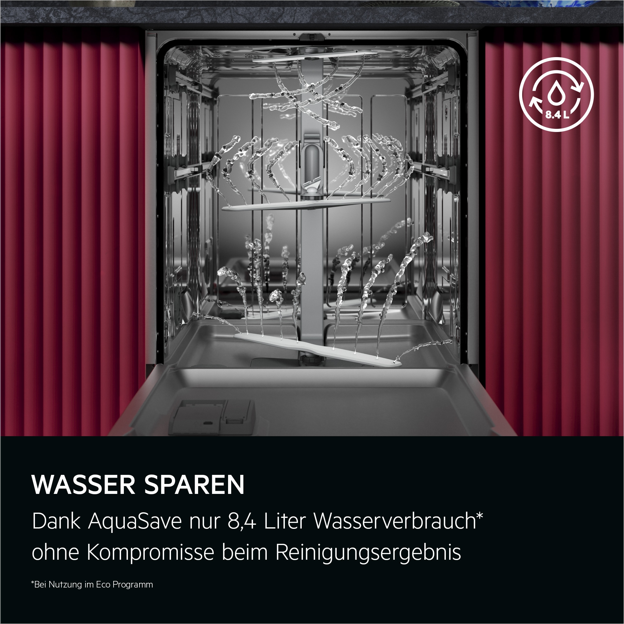 AEG vollintegrierbarer Geschirrspüler Serie 7000, 60 cm, WiFi »V72GIB10SN« 13 tlg. Maßgedecke Wassersparende Spülmaschine: 8,4l im Eco-Programm-effiziente Reinigung
