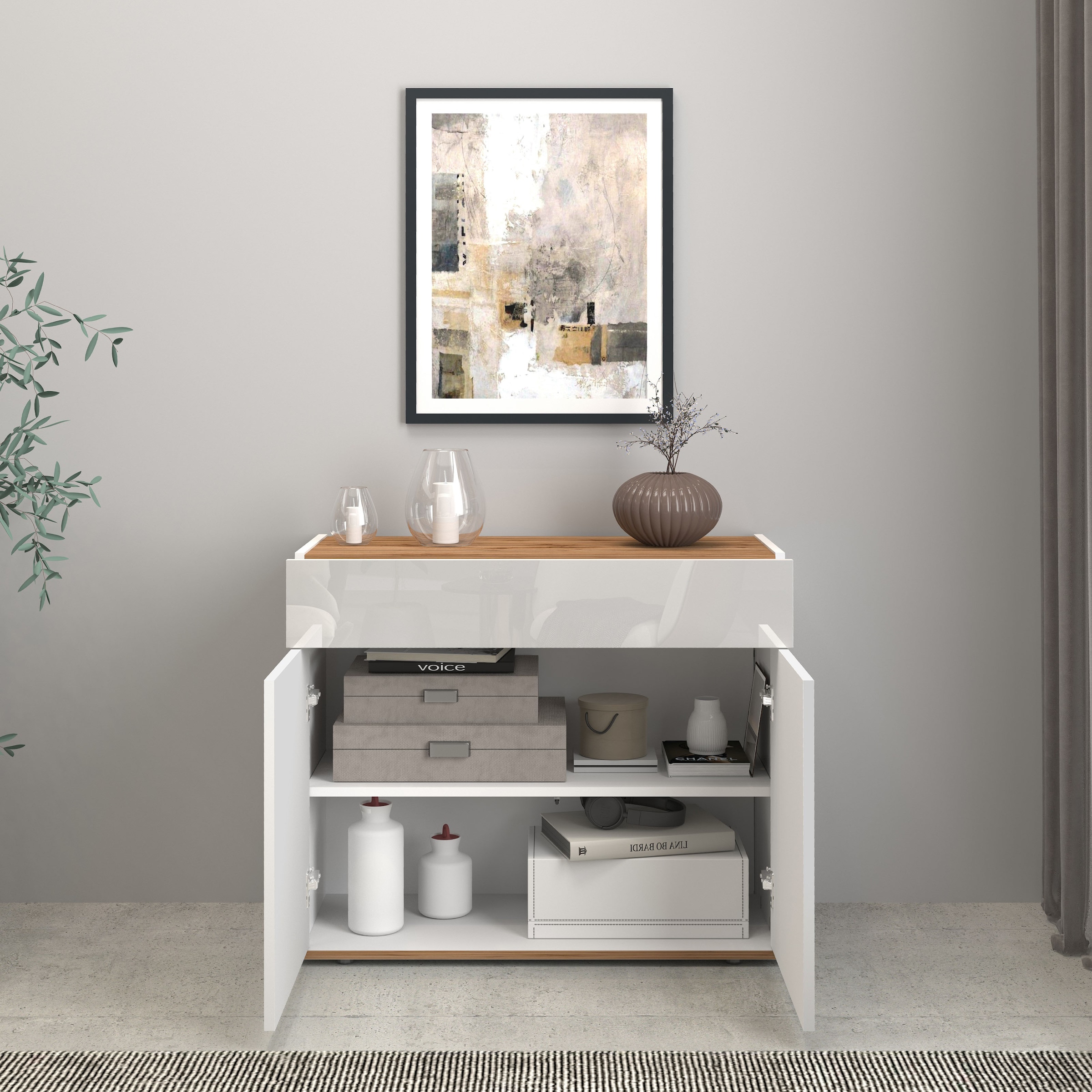 INOSIGN Sideboard »Garda, Kommode, Schrank, Kredenz«, 2 Türen, 1 Schublade,grifflos Breite 80,9 cm