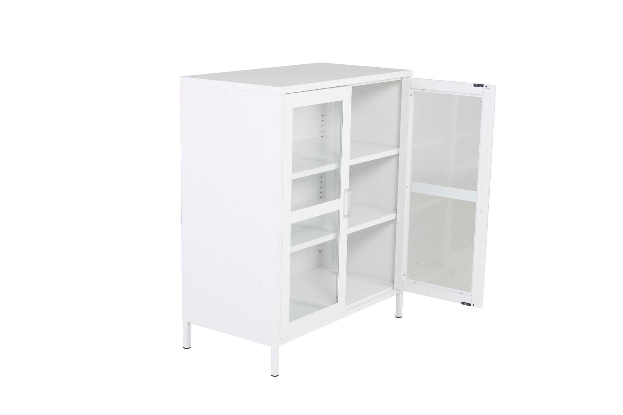 Venture Home Vitrine »Acero, Stauraumschrank, 2 Glas-Türen, Höhe 97 cm« Pulverbeschichtung, transparent, Silbergriff, modern
