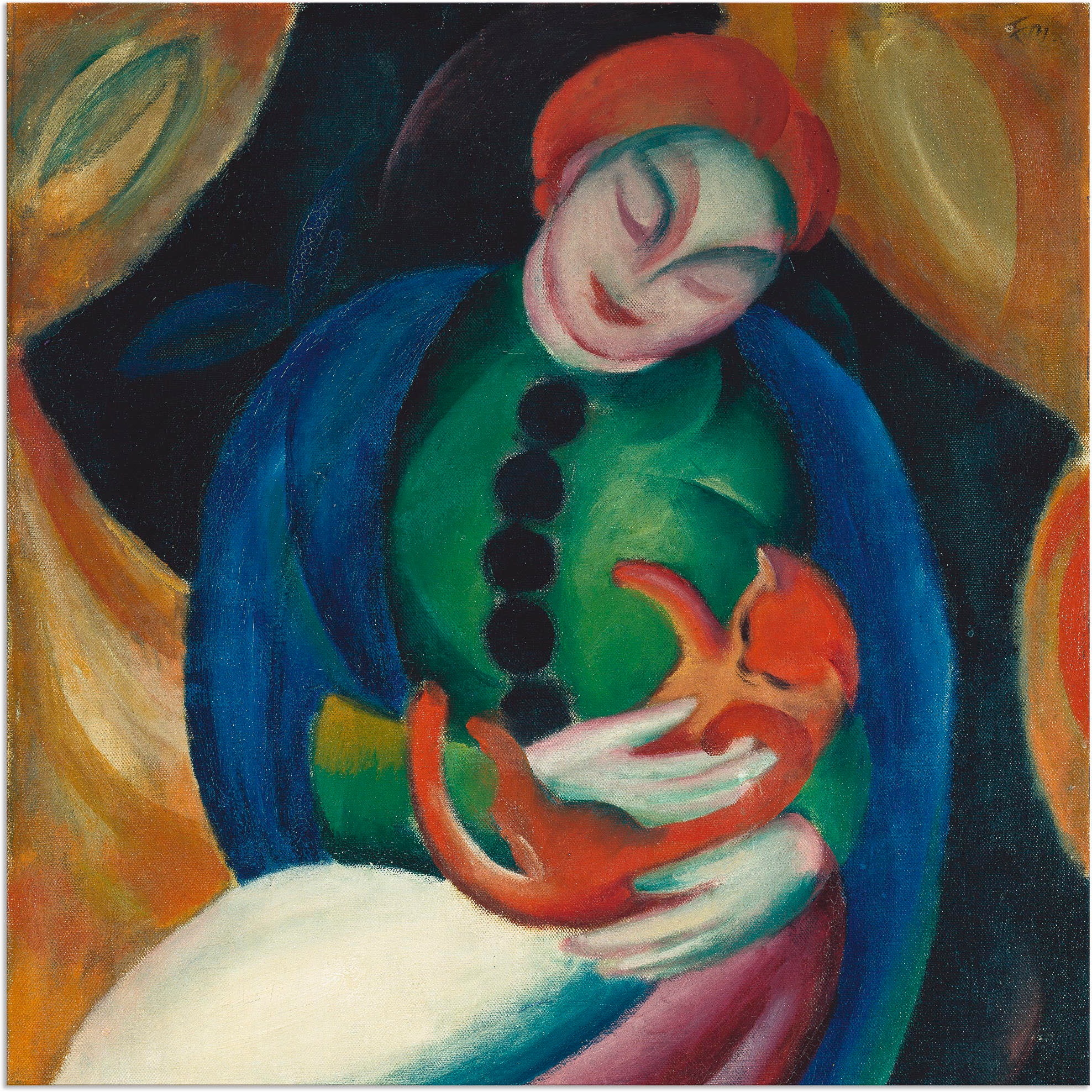 Artland Wandbild »Mädchen mit Katze II. 1912«, Frau, (1 St.), in vielen Größen & Produktarten - Alubild / Outdoorbild für den Außenbereich, Leinwandbild, Poster, Wandaufkleber / Wandtattoo auch für Badezimmer geeignet