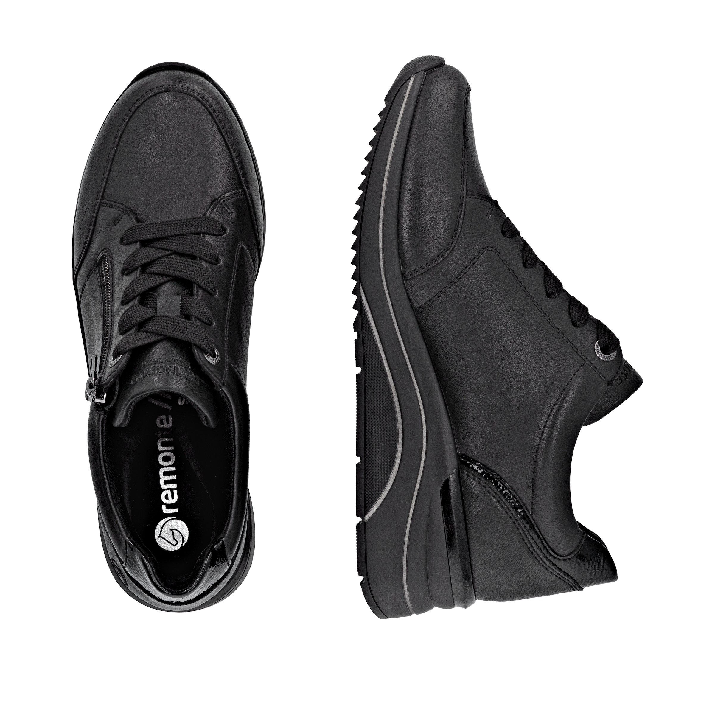 Remonte Keilsneaker, Freizeitschuh, Halbschuh, Schnürschuh mit goldfarbenem Logoanhänger