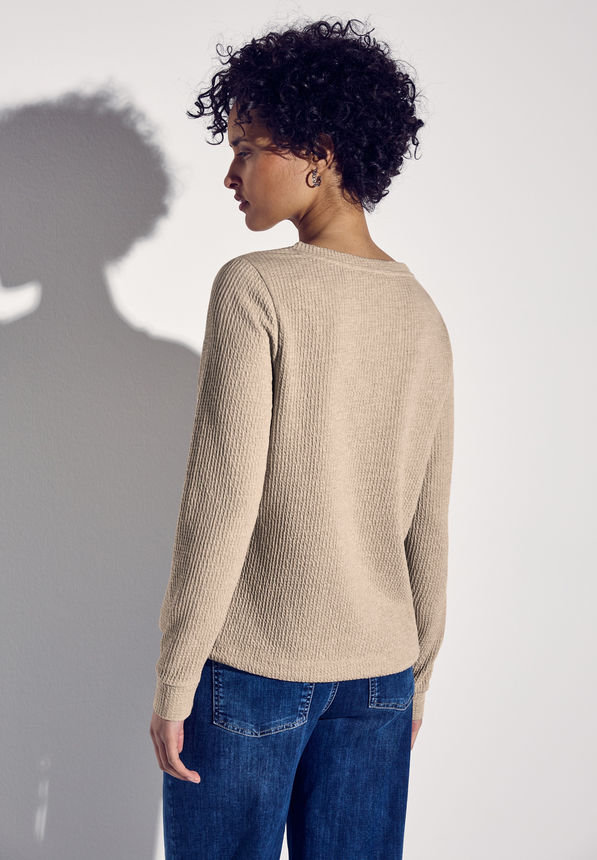 STREET ONE Sweatshirt, Struktur-Optik, mit elastischem Saum mit Tunnelzug