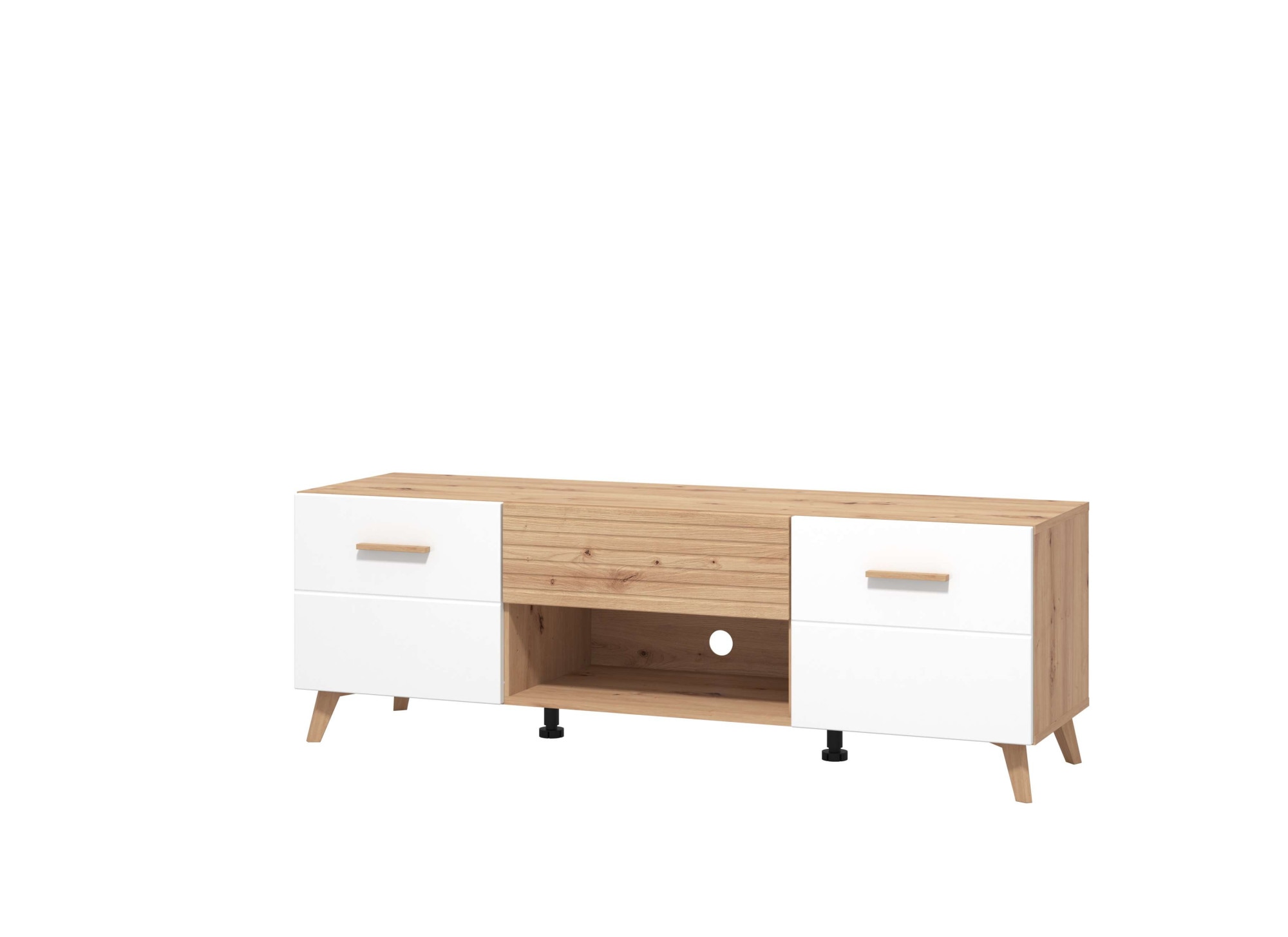 INOSIGN Wohnzimmer-Set »Bretagna Wohnwand, Mediawand, Anbauwand, TV-Wand, Breite 302 cm«, (Komplett-Set, 4 St.), Set besteht aus 2 Vitrinen, TV-Board und Wandregal, in Artisan Eiche