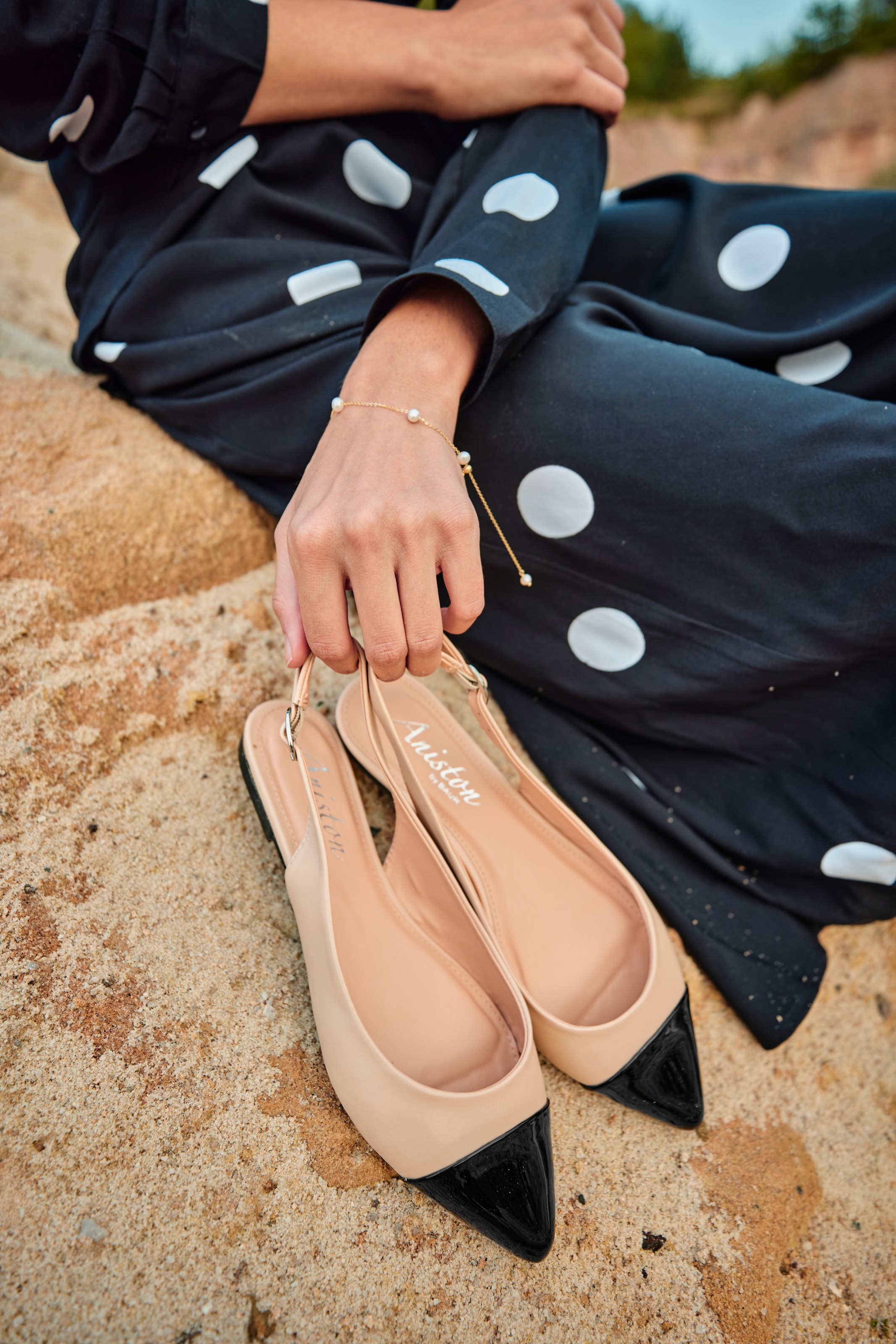 Aniston SHOES Slingpumps, Flat, Sommerschuh, Lackspitze - NEUE KOLLEKTION