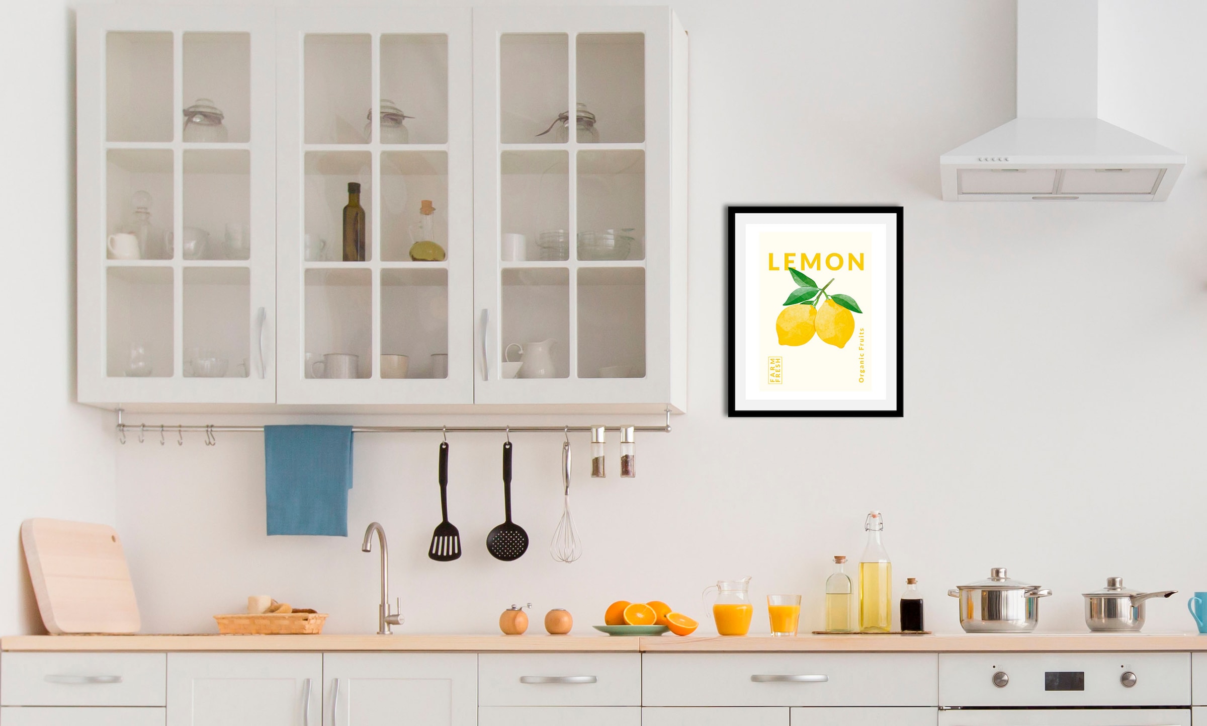 queence Bild »Lemon«, Obst-Obst Bilder-Schriftzug-Figuren-Abstrakt, (1 St.), gerahmt
