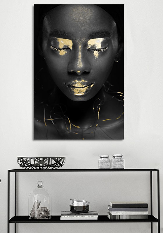 queence Acrylglasbild »Amentet«, Kunst-Gemälde-Frau-Bilder von Frauen-Mode-Modern-Fashion-Magazincover, (1 St.), von Hand eingearbeitete Blattgold Applikationen