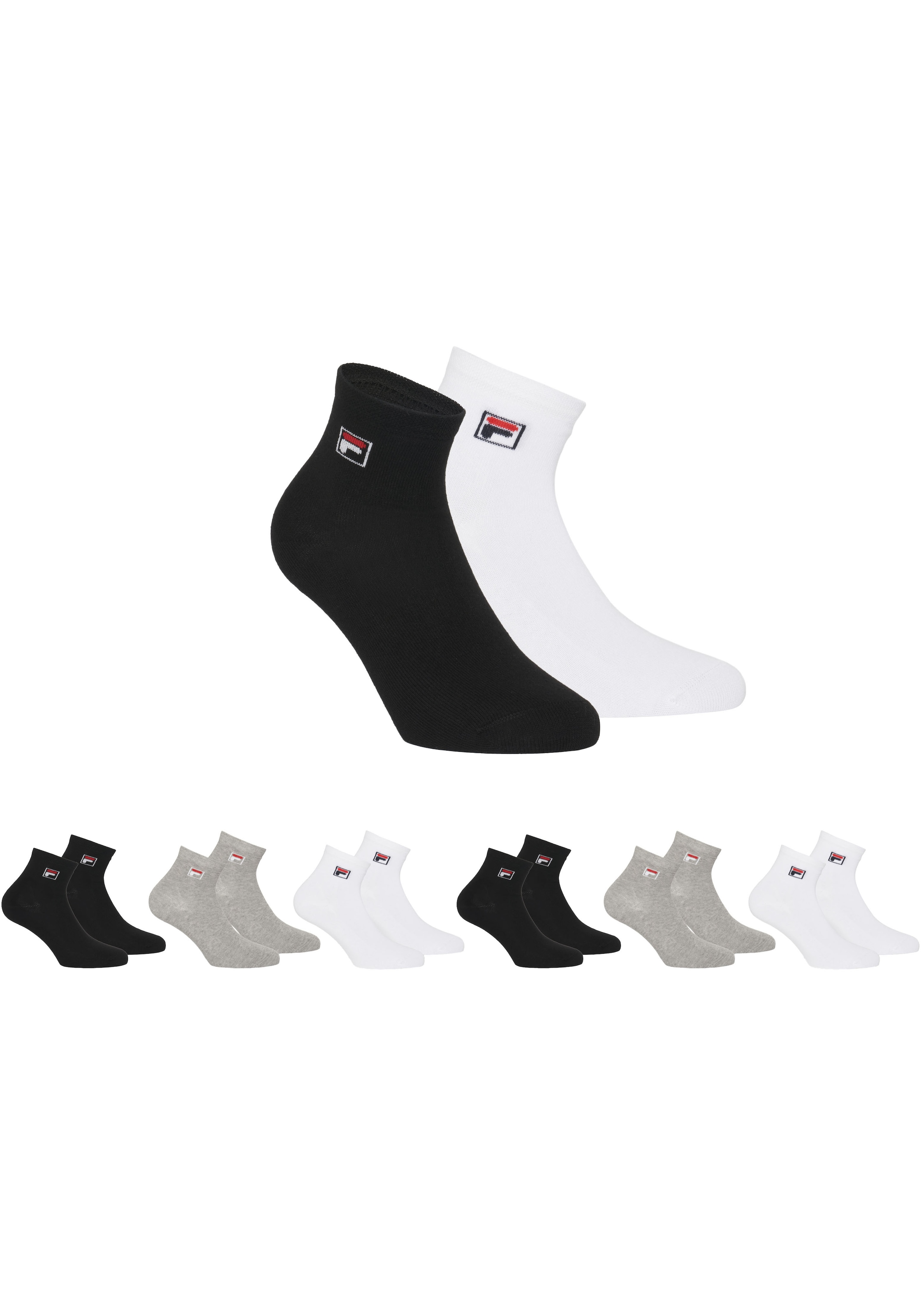 Fila Kurzsocken »UNISEX QUARTER PLAIN SOCKS«, (6 Paar), mit Logo-Schriftzug